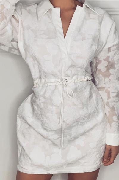 Ivory & Chain Anika Dress - Elegant White Women's Party Dress for Weddings, Cocktails & Special Occasions