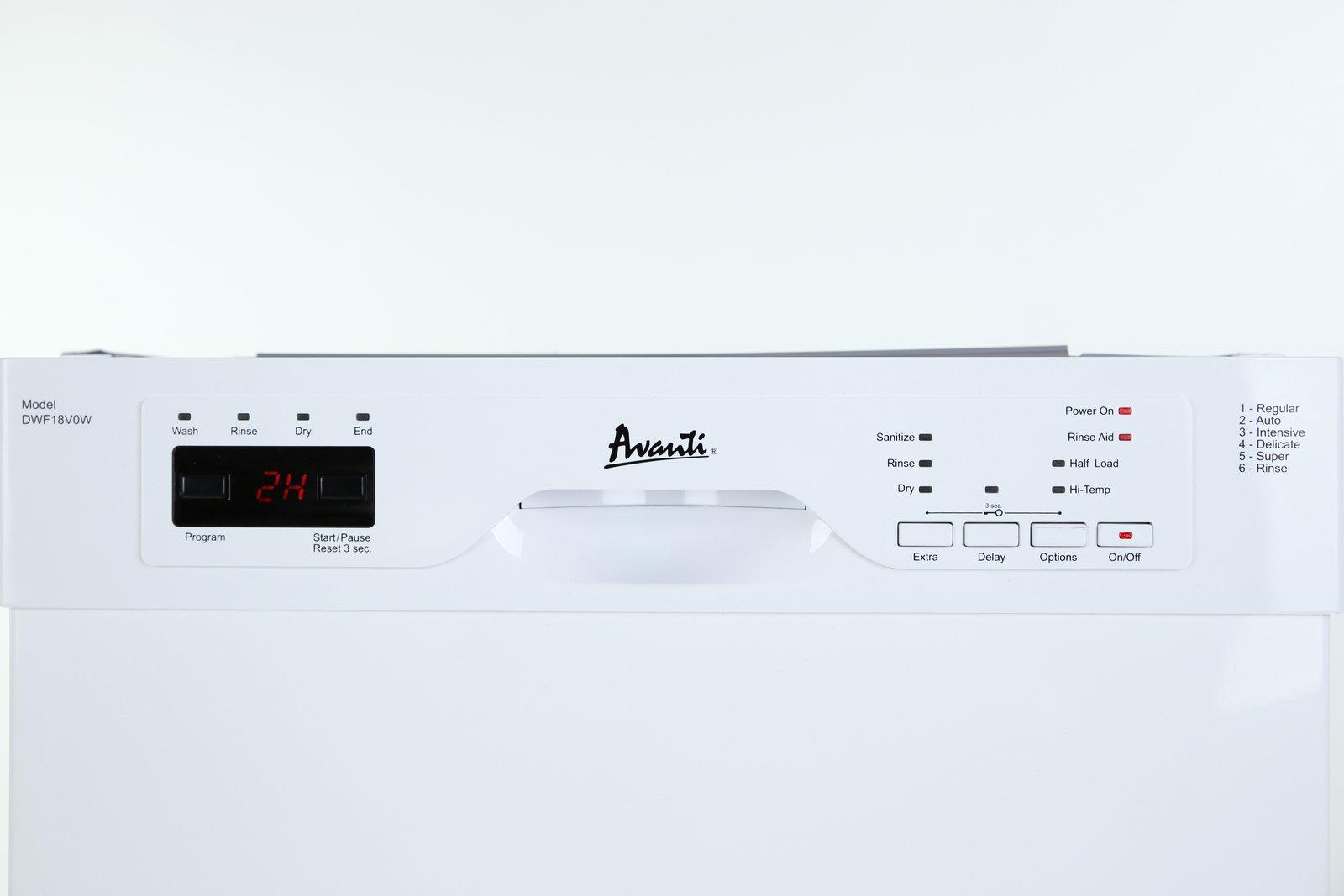 Avanti DWF18V3S 18 Inch Built-In Dishwasher - Stainless Steel, Energy Star Certified, Ultra Quiet for Open Kitchen & Small Space Homes
