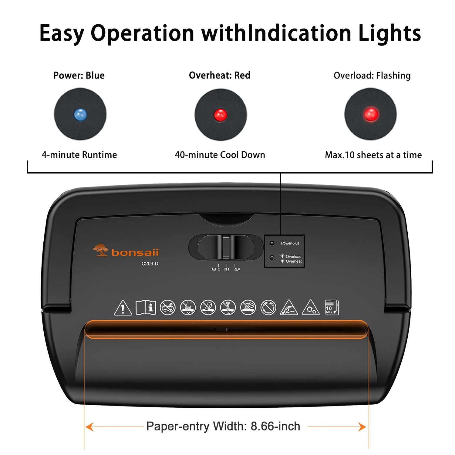 Bonsaii 10-Sheet Cross Cut Paper Shredder - Heavy Duty 5.5 Gallon Home & Office Shredder for Credit Cards, Staples, Clips with Transparent Window | Secure Document Destruction for Personal & Business Use
