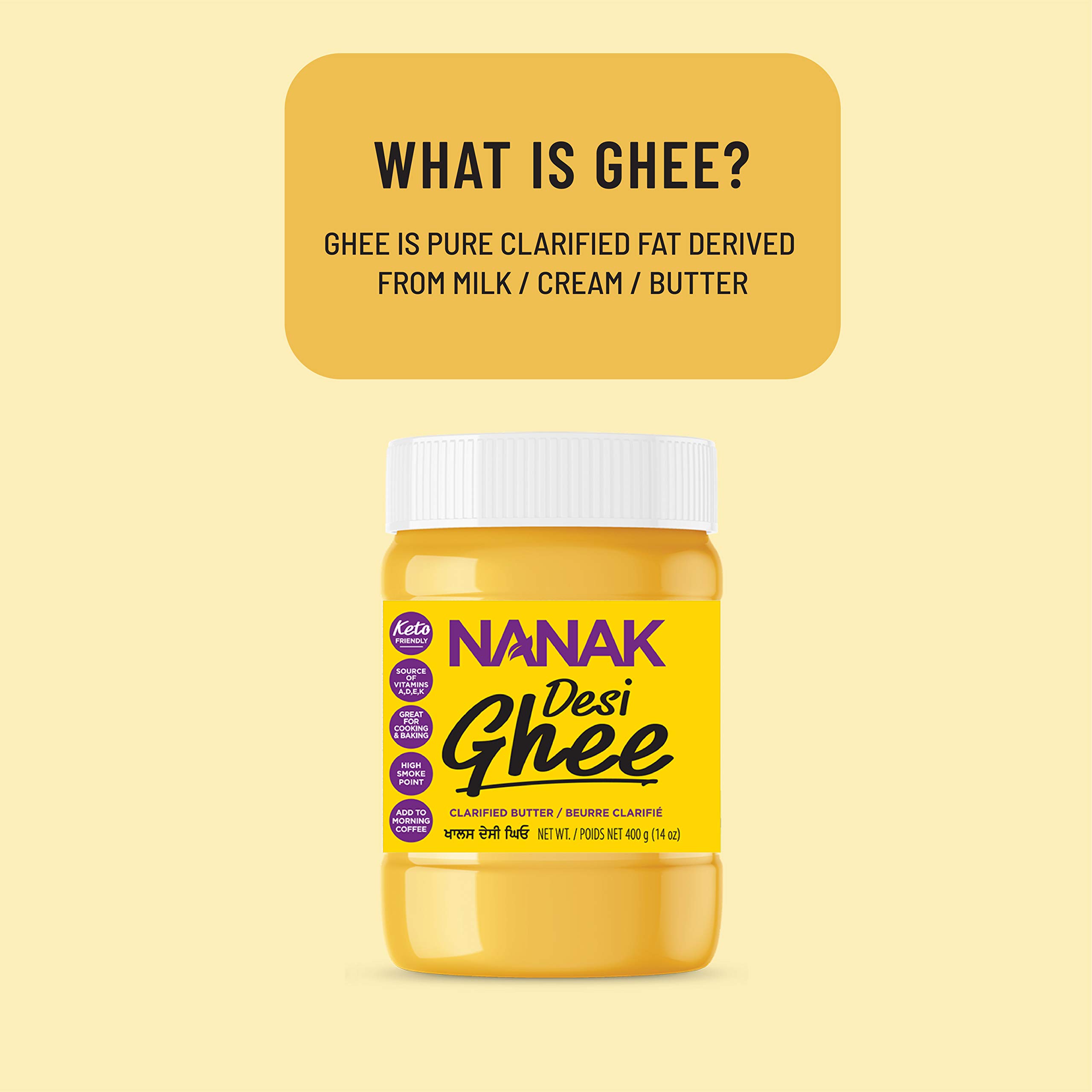 Nanak Pure Desi Ghee - Authentic Clarified Butter in 56-Oz Jar | Perfect for Indian Cooking, Baking & Healthy Lifestyle