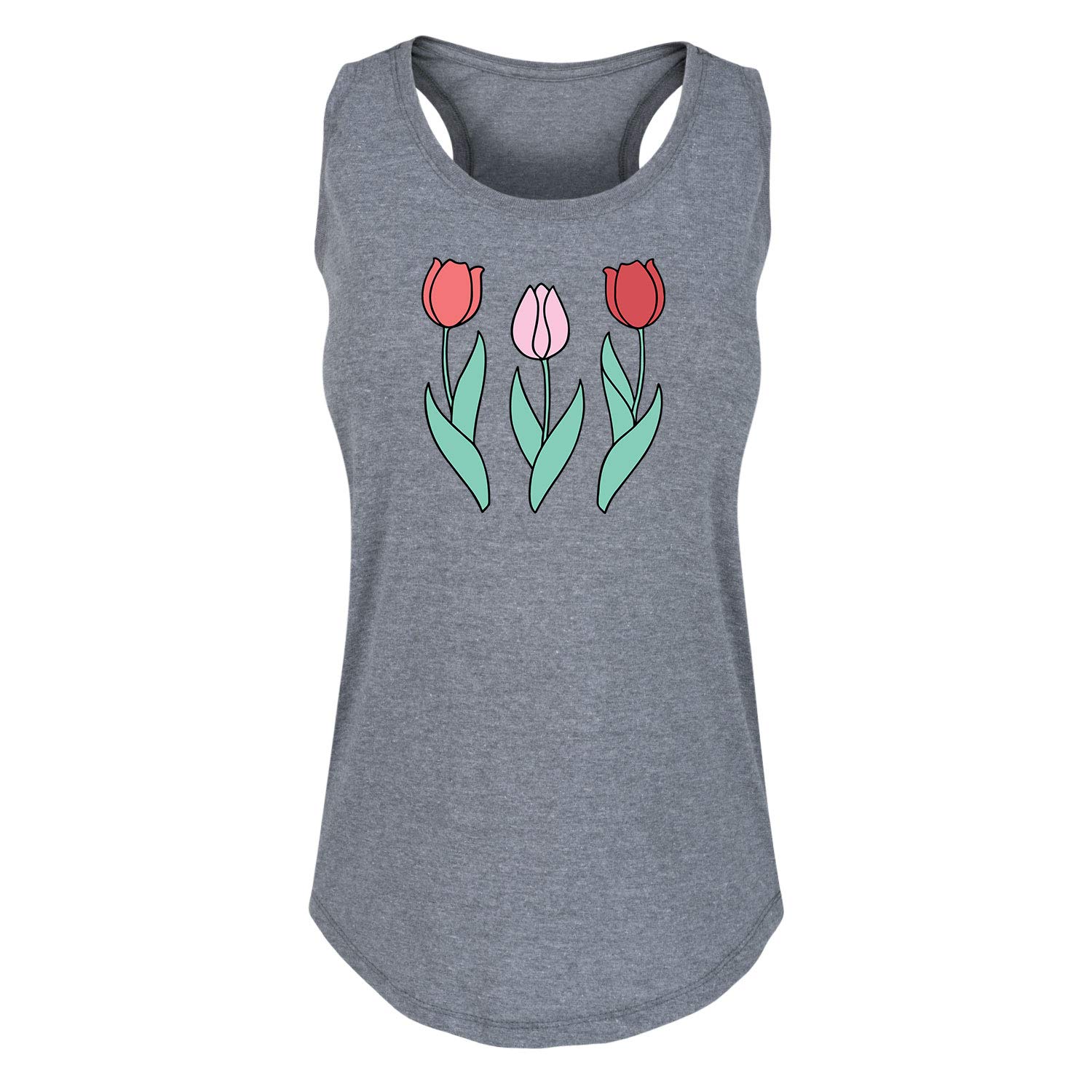 Multicolor Tulips Women's Racerback Tank Top - Soft Breathable Workout Shirt - Perfect for Yoga, Gym & Summer Outfits