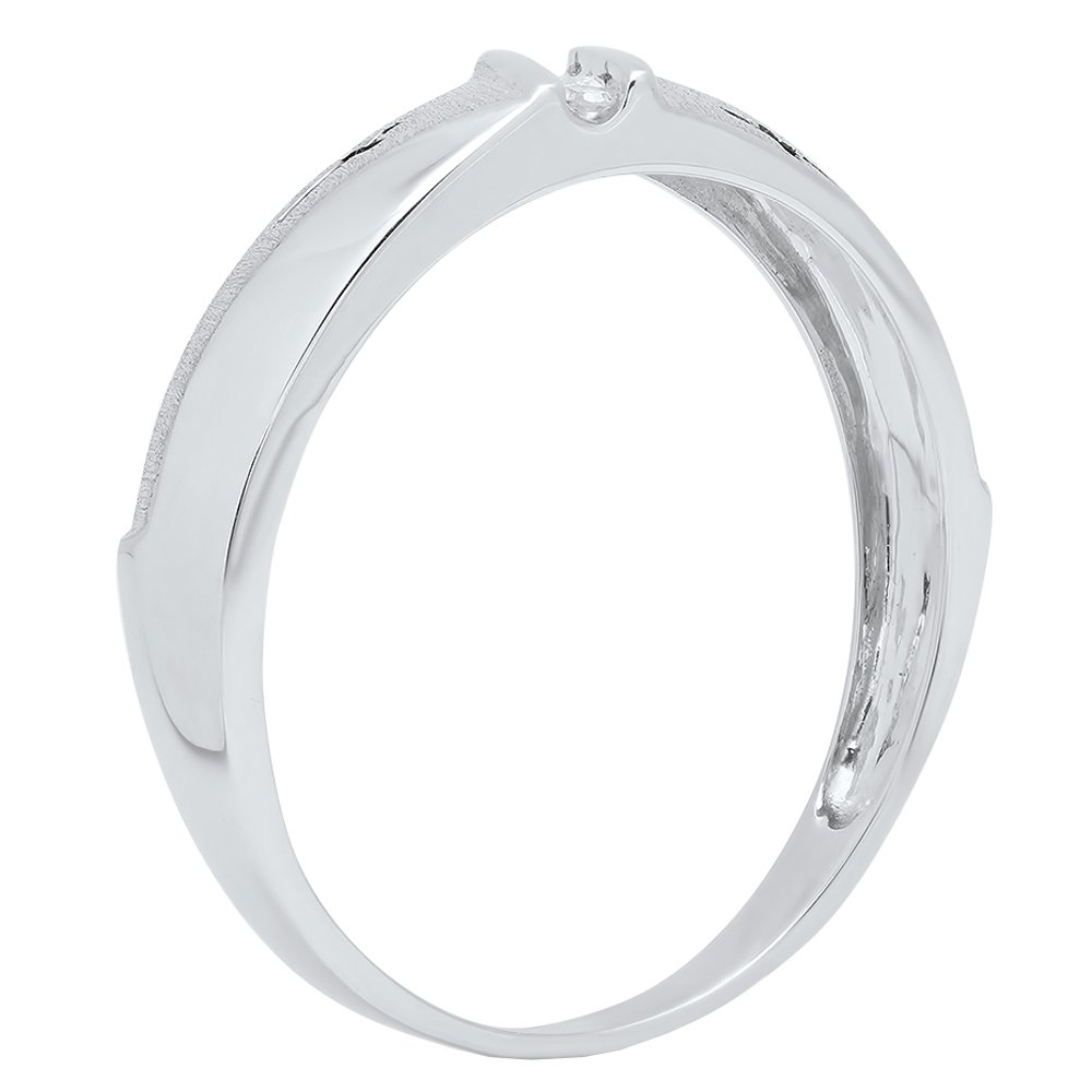 10kt White Gold Men's Round Diamond Single Row Cross Wedding Band - 1/20 CTW Dazzlingrock Collection - Perfect for Engagement, Anniversary & Gift Giving