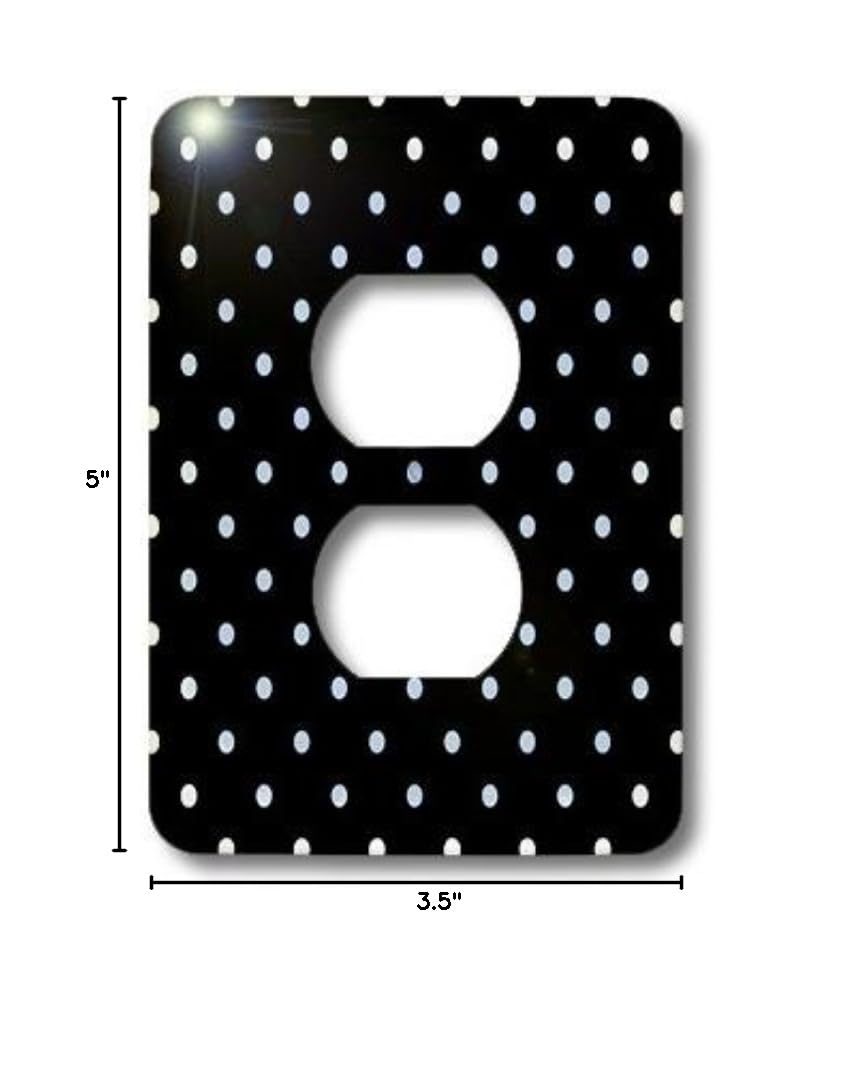 3D Rose Black and White Polka Dots Outlet Cover - Decorative Electrical Plate for Home, Office & Nursery - Safety Wall Plate for Stylish Interior Design