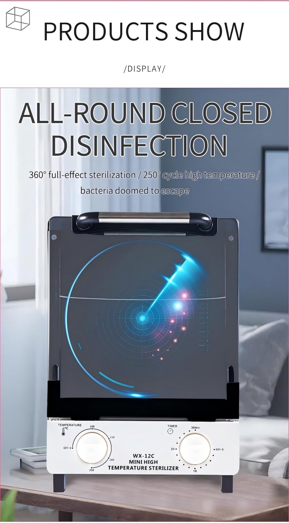 WINB 110V Nail Tool Sterilizer - 12L High-Temperature UV Sanitizer with Digital Timer & Temperature Control - Stainless Steel Tray for Nail Salon Equipment - Perfect for Disinfecting Tweezers, Clippers & Manicure Tools