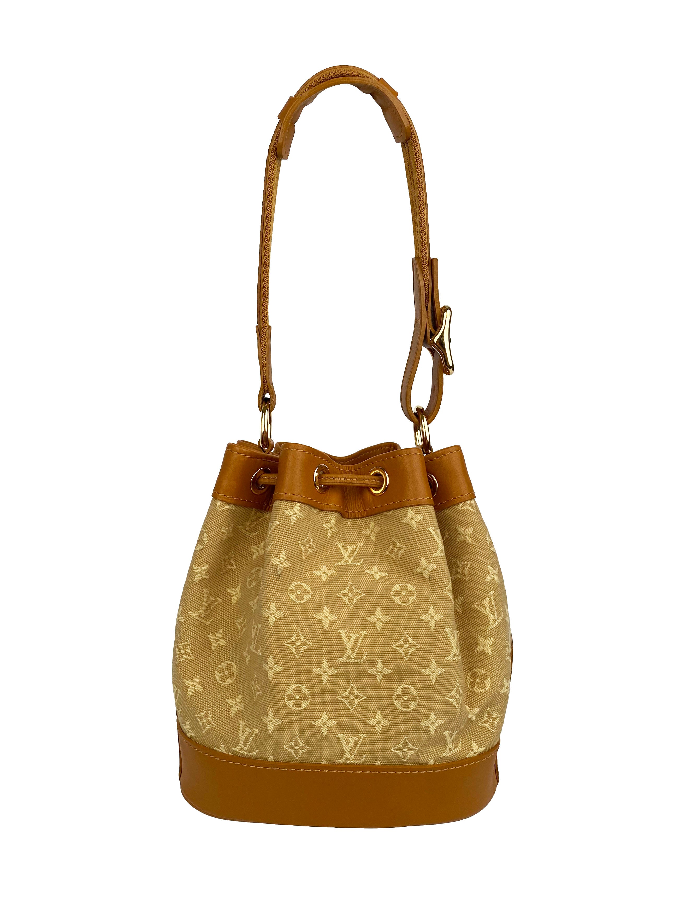 Authentic Louis Vuitton Mini Noelie Bucket Bag in Tan - Luxury Crossbody Handbag for Women, Perfect for Date Night & Travel Accessories