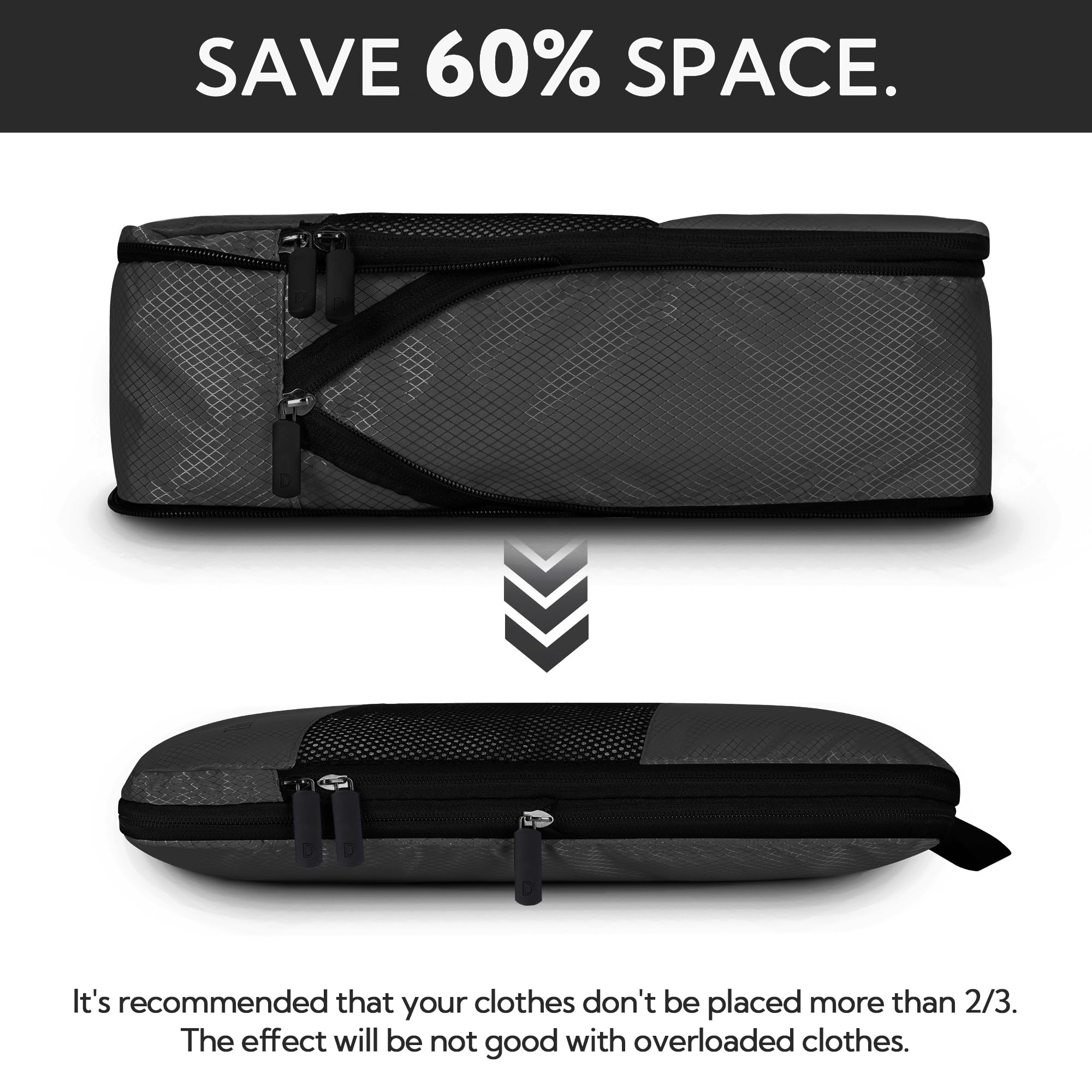 GRANNY SAYS 6-Piece Compression Packing Cubes Set | Expandable Travel Organizer for Clothes | Lightweight Carry-on Luggage for Cruise, Airplane & Business Trips | Foldable Travel Backpack Accessories for Women (Black) | Perfect for Vacation Packing, Business Travel & Weekend Getaways