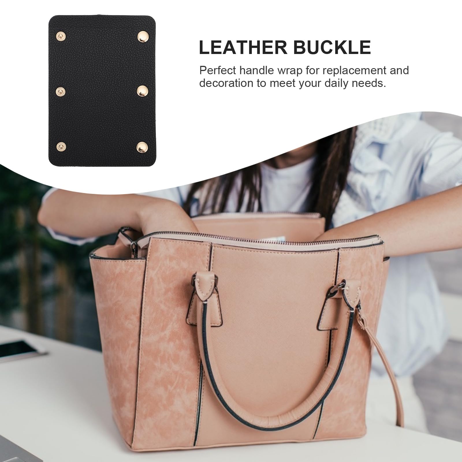 VALICLUD 2-Pack Premium PU Leather Purse Handle Covers - Soft Travel Bag Handle Wraps for Luggage, Handbags & Wallets (Black) - Protect Hands & Enhance Grip for Comfortable Travel & Shopping