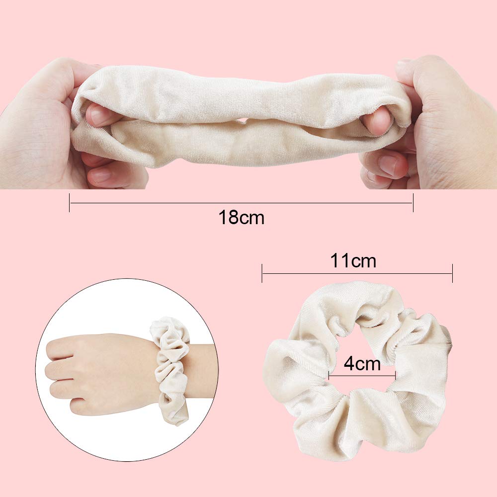 18 Pcs Velvet Hair Scrunchies - Blush Pink Elastic Hair Bands for Women & Girls, Soft Hair Ties for Ponytails, Workouts, School & Everyday Use