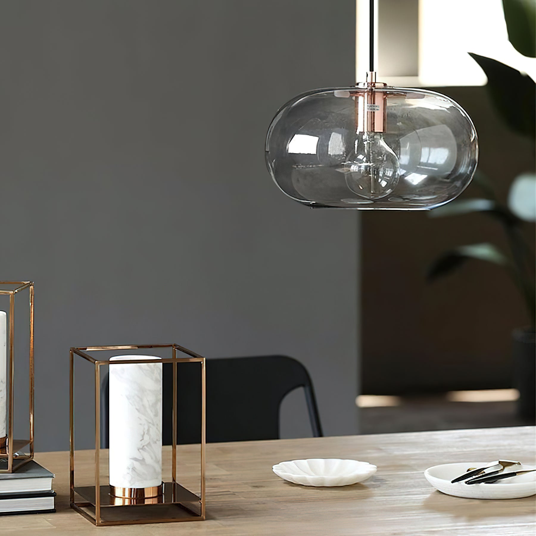 Horizon Glass Pendant Light - Modern Hanging Chandelier for Kitchen Island, Dining Room & Bedroom Lighting - Elegant Ceiling Fixture with Clear Glass Shade