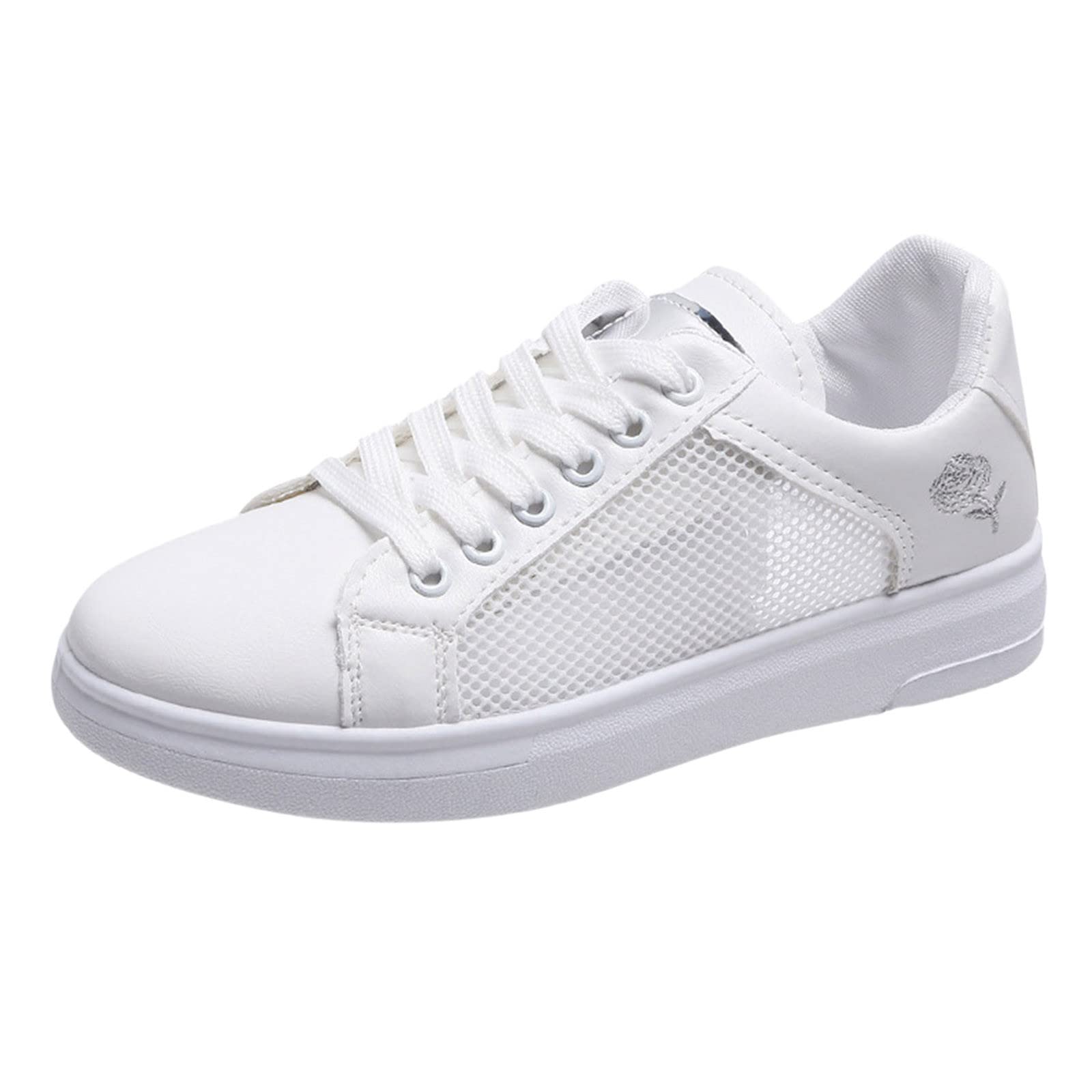 **AODONG Women's Walking Shoes - Breathable Mesh Summer Casual Shoes with Floral Lace & Thick Flat Sole - Comfortable for Walking, Travel & Outdoor Activities**