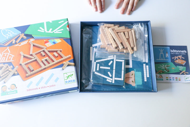 Eduludo Sticks - Educational Wooden Puzzle Game for Kids by Djeco | STEM Learning Toy for Preschool & Kindergarten Classroom Activities