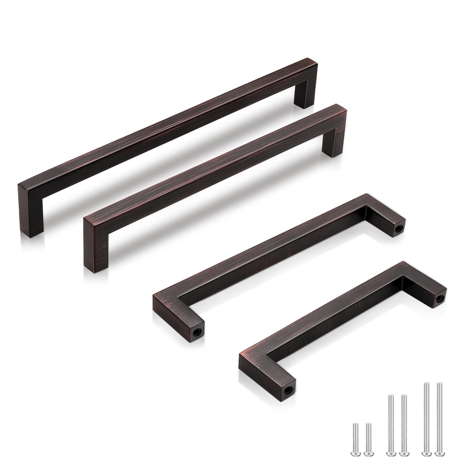 GOBEKOR 25 Pack Oil Rubbed Bronze Cabinet Handles - 5 Inch (128mm) Square Bar Drawer Pulls - Solid Kitchen Cabinet Hardware for Dressers, Cabinets & Drawers - Durable & Stylish Home Upgrade for Kitchen, Bathroom & Office