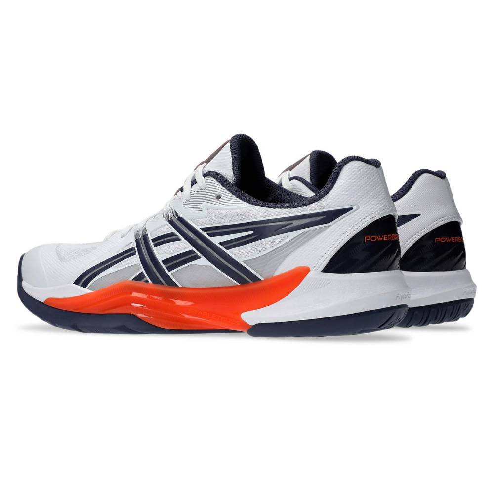 ASICS Powerbreak FF Men's Indoor Court Shoes - White/Nova Orange - Volleyball, Badminton & Squash Court Shoes for Men - Lightweight & Supportive Athletic Footwear