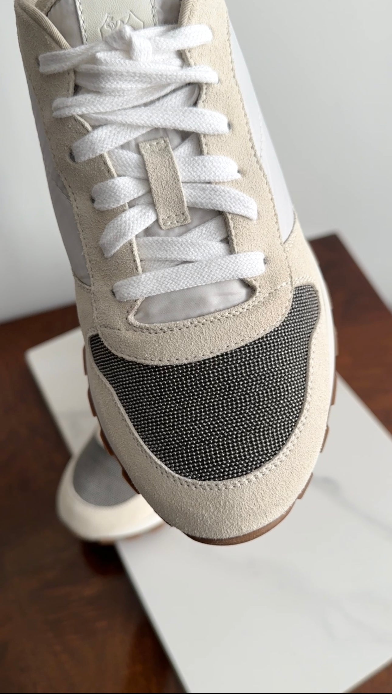 Brunello Cucinelli Off-White Leather & Nylon Monili Sneakers - Size 40 | Luxury Casual Shoes for Men | Perfect for Everyday Wear & Stylish Outings