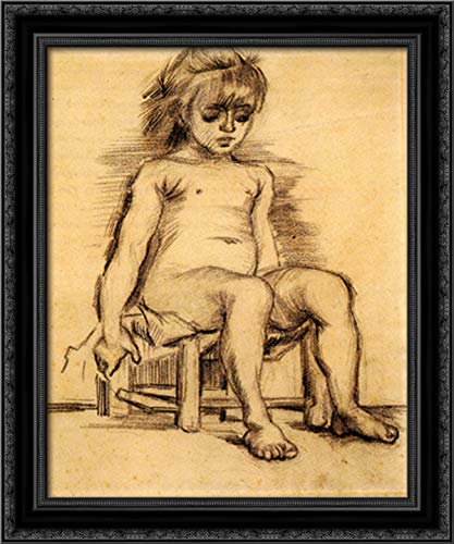 Vincent van Gogh Seated Girl Front View 20x24 Black Ornate Wood Framed Canvas Art - Perfect for Living Room, Bedroom & Office Wall Decor