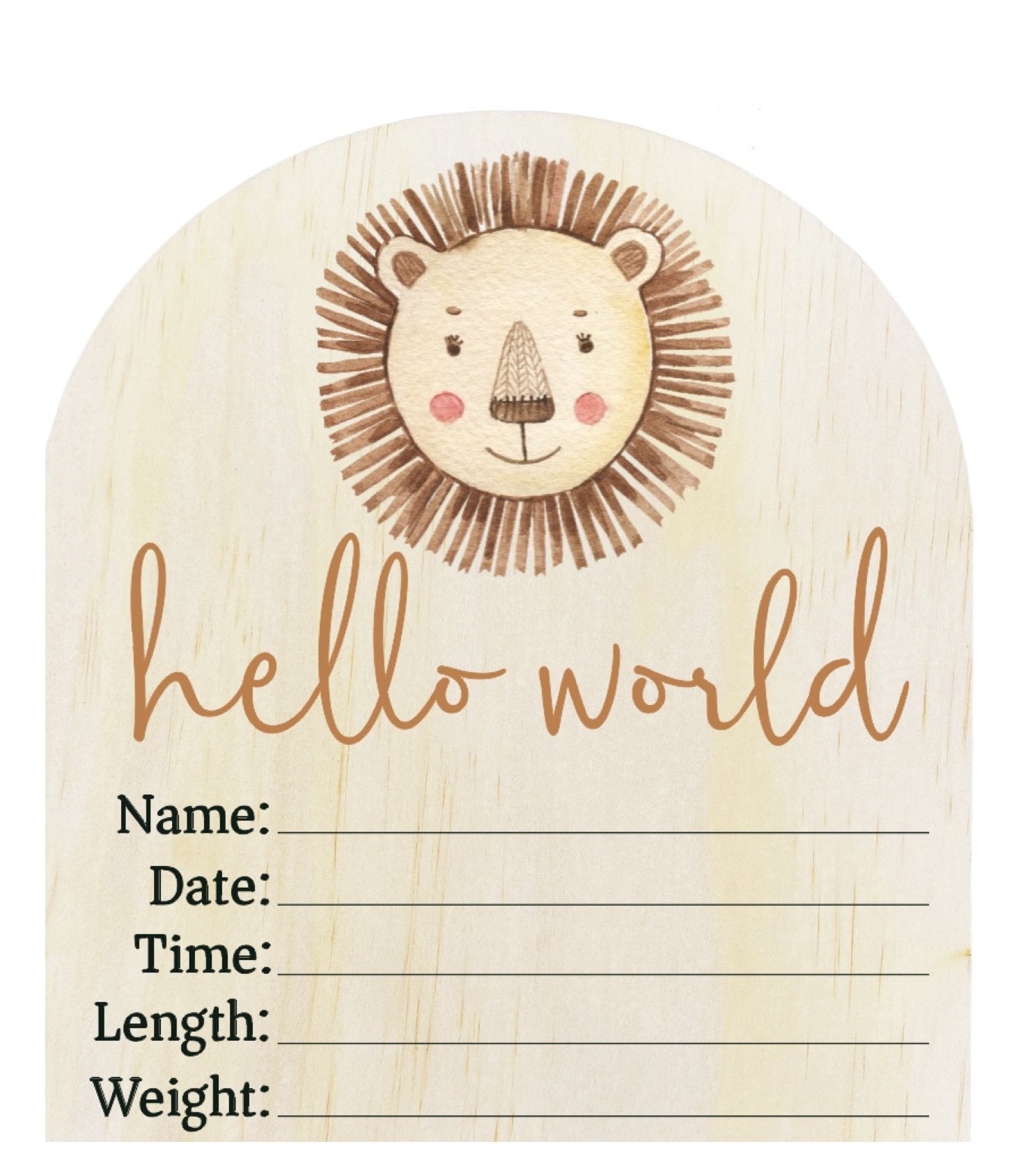 Personalized Wooden Announcement Plaque - Hello World Lion Arch - Perfect for Home Decor, Office Gifts & Special Events