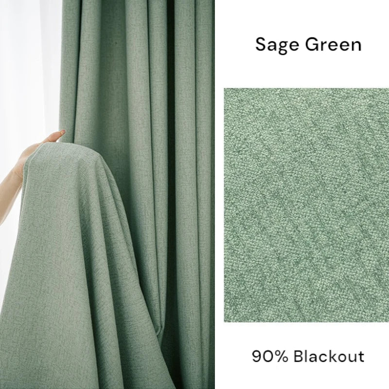 Agnes Textured Cotton Linen Blackout Curtains for Bedroom - Custom Size Thermal Insulated Drapes for Living Room & Nursery (96