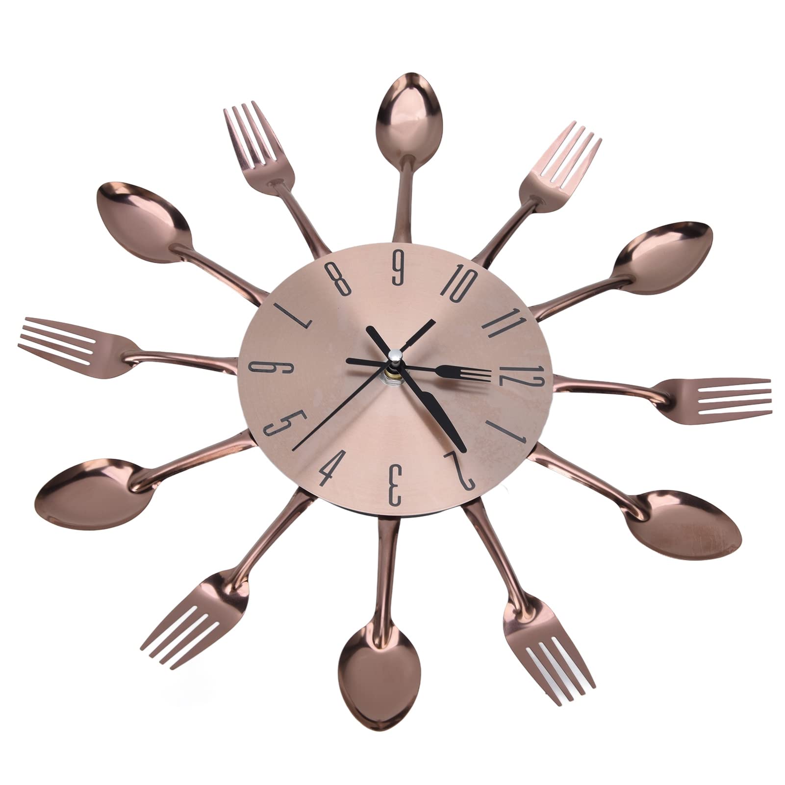 Stainless Steel Kitchen Wall Clock with Knife & Fork Design - Elegant Home Decor for Restaurants, Living Rooms & Kitchens | Perfect for Dining Areas & Modern Interior Design