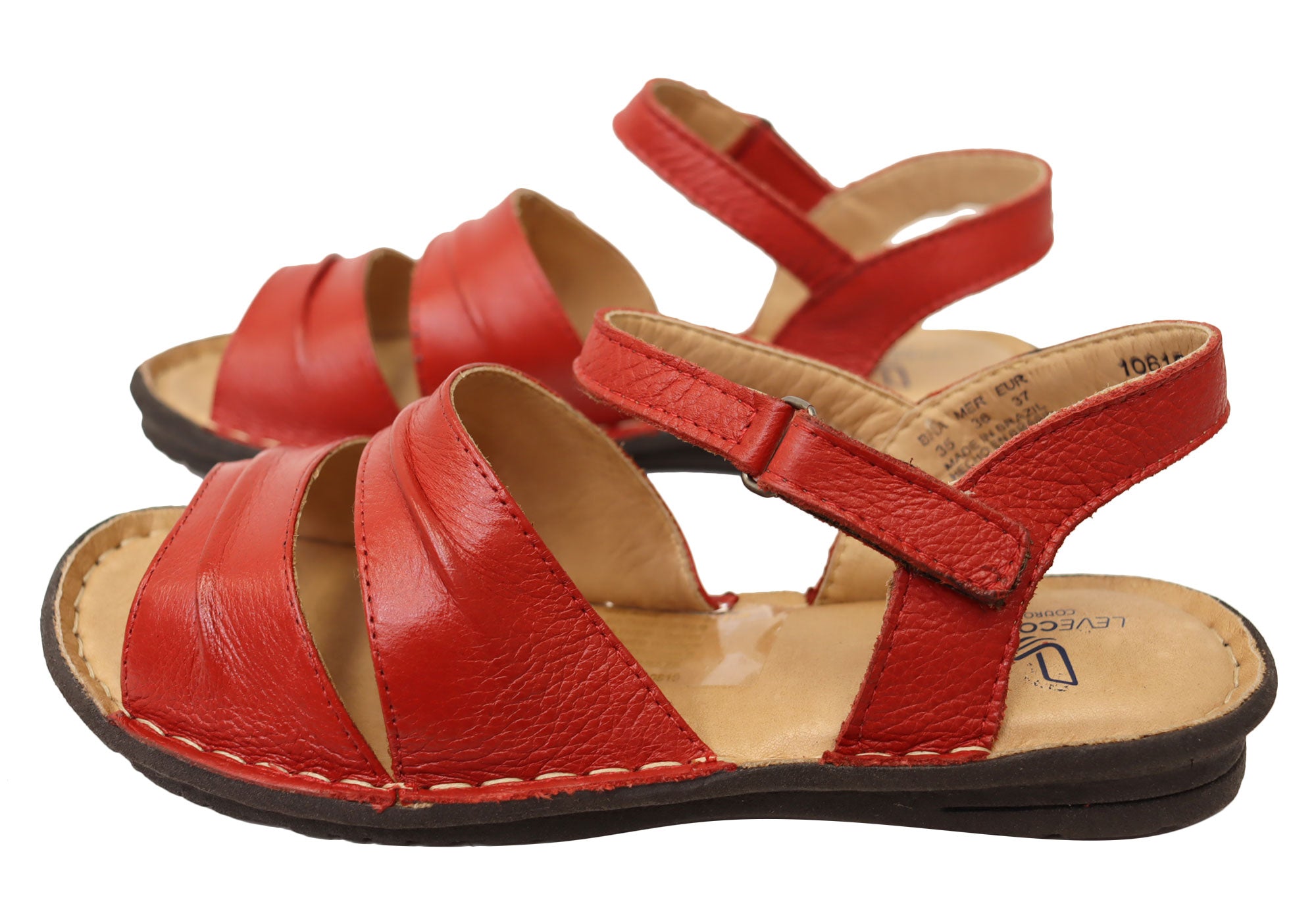 Levecomfort Women's Brazilian Leather Sandals - Comfortable Summer Casual Sandals for Beach, Vacation & Everyday Wear