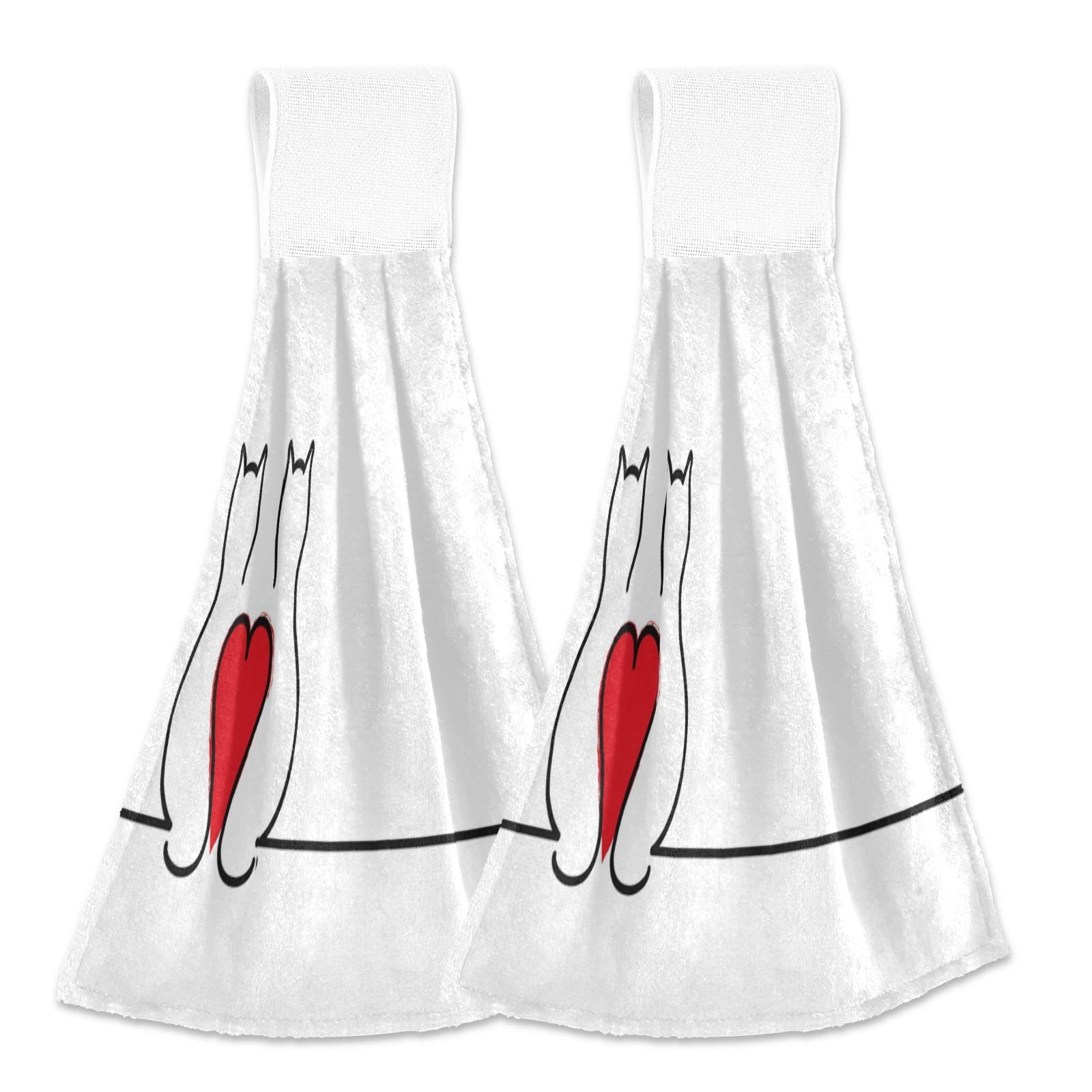 Alaza 2-Pack Absorbent Kitchen Towels with Cute Cat Design - Hanging & Hand Towels for Cooking, Cleaning, and Decor - Perfect Cat Lover Gift for Home & Kitchen Use