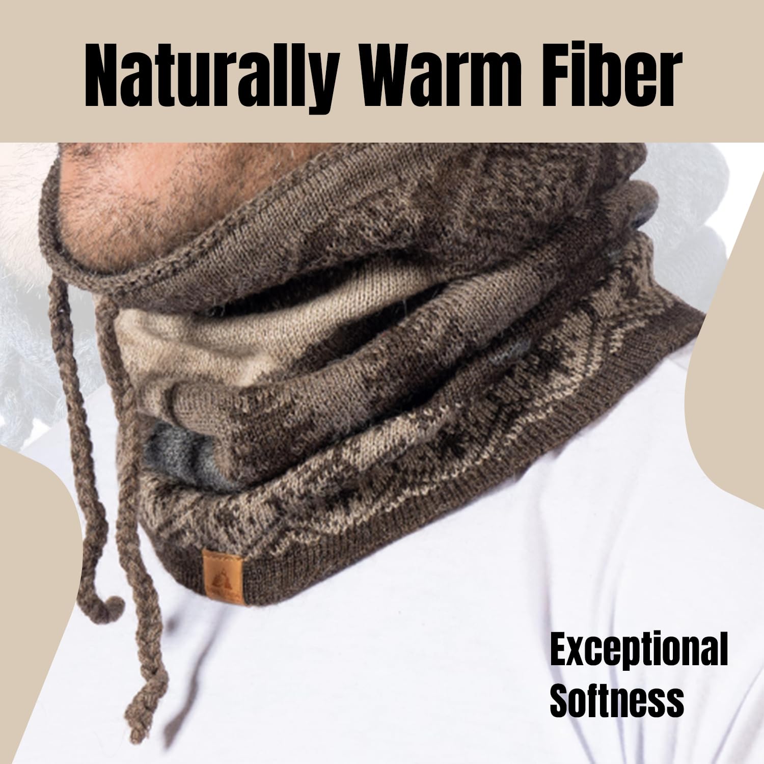 Soft Baby Alpaca Wool Winter Hat - Unisex Warm Knitted Beanie & Neck Warmer for Men & Women | Cozy Winter Accessory for Skiing, Hiking & Outdoor Activities