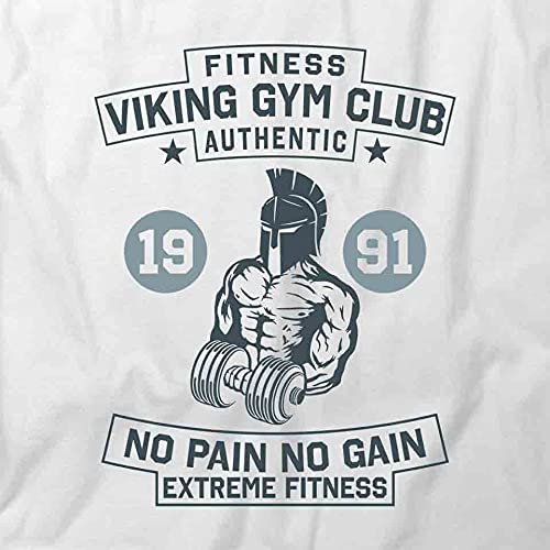 Fitness Viking Gym Club Authentic Printed Graphic T-Shirt - White | Workout, Bodybuilding & Gym Apparel for Men & Women | Perfect for Gym, Training & Fitness Enthusiasts