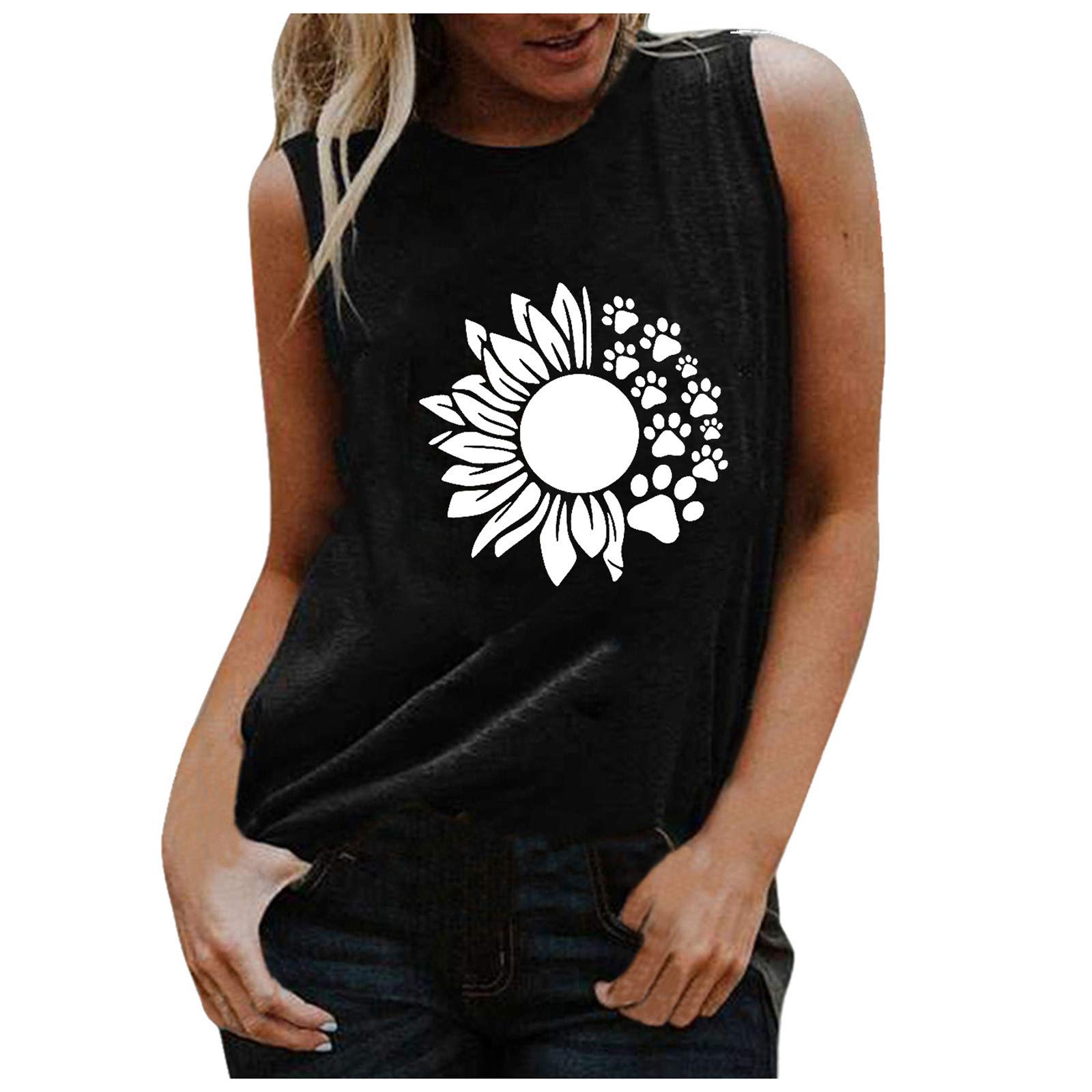 **Sexy Sunflower Print Plus Size Crop Tops for Women - Casual Summer Basic Tops - Perfect for Beach, Vacation & Outdoor Activities**