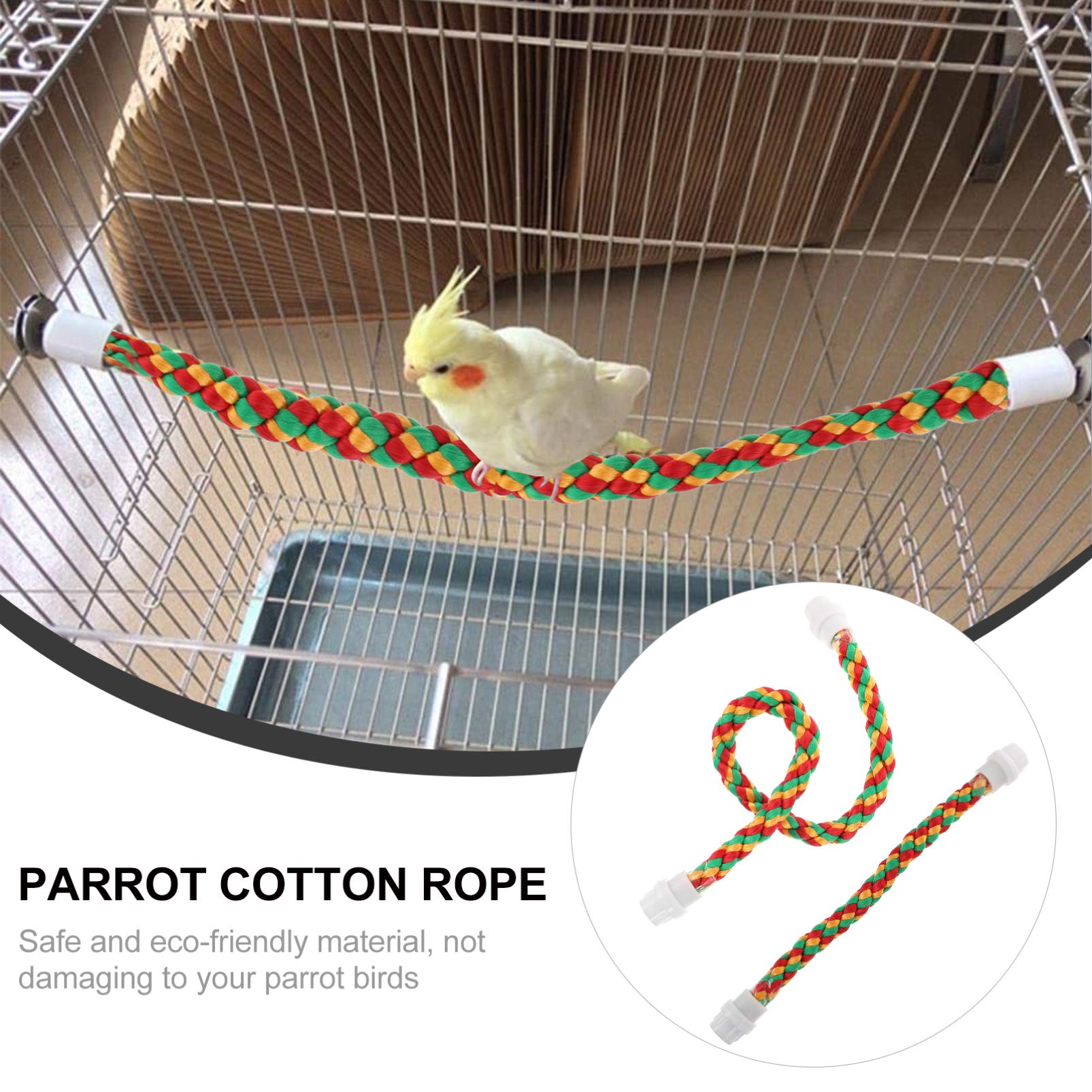 iplusmile Natural Cotton Parrot Chewing Toy - 2pcs Bird Rope Perch & Swing for Cage (30cm + 55cm) - Safe Teething Toys for Parrots, Cockatiels, Lovebirds - Perfect for Climbing, Chewing & Playtime Activities