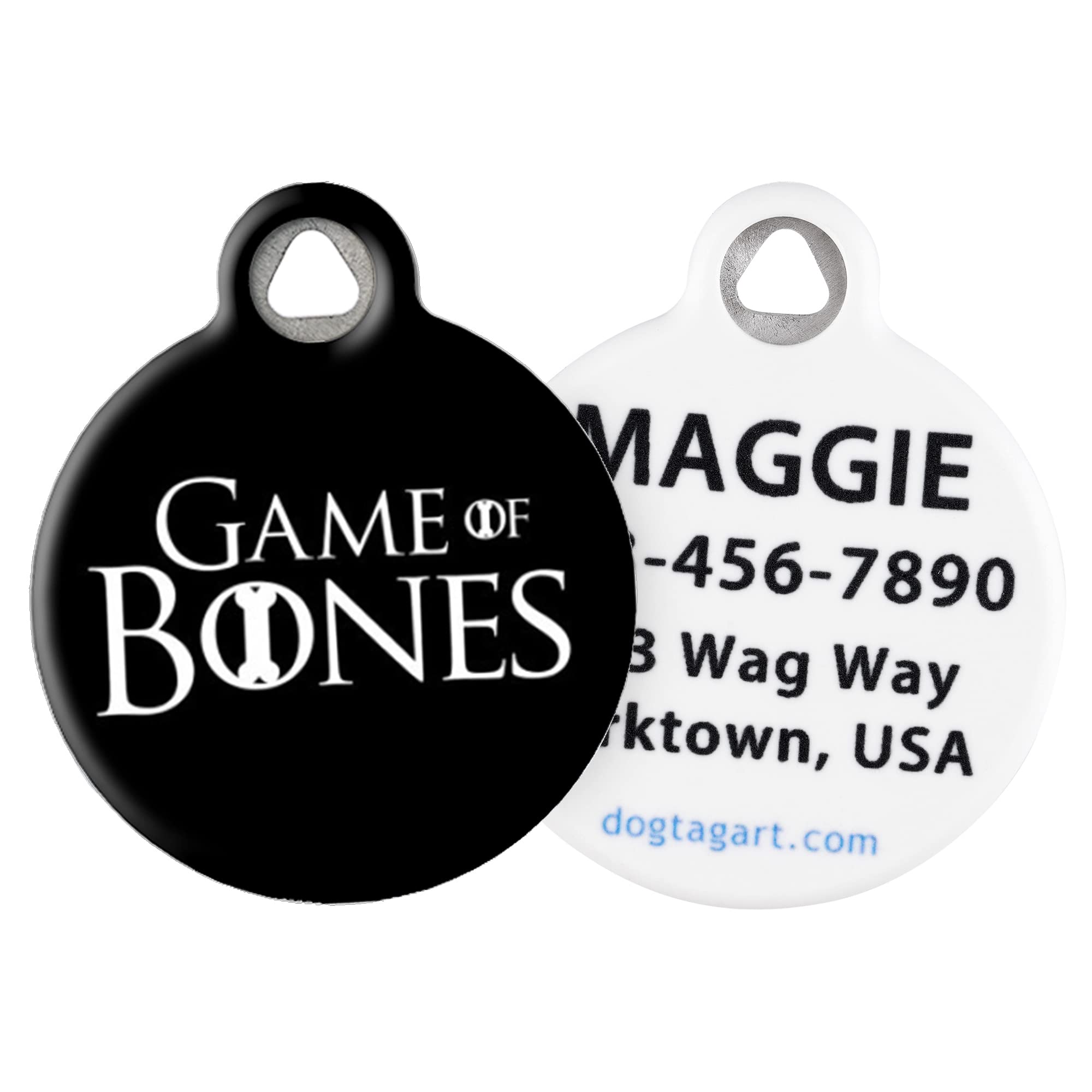 Personalized Silent Polymer Coated Stainless Steel Pet ID Tag - Custom Engraved Dog & Cat Name Tag (1.25