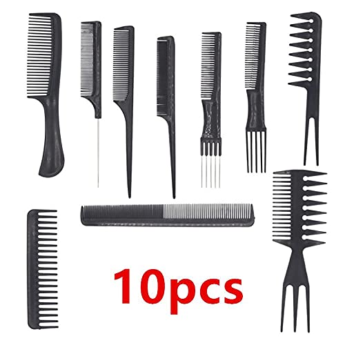 Professional 10-Piece Hair Styling Comb Set for Barbers & Stylists - Multi-Purpose Hairdressing Tools for Cutting, Styling & Detangling - Perfect for Salon, Home & Travel Use