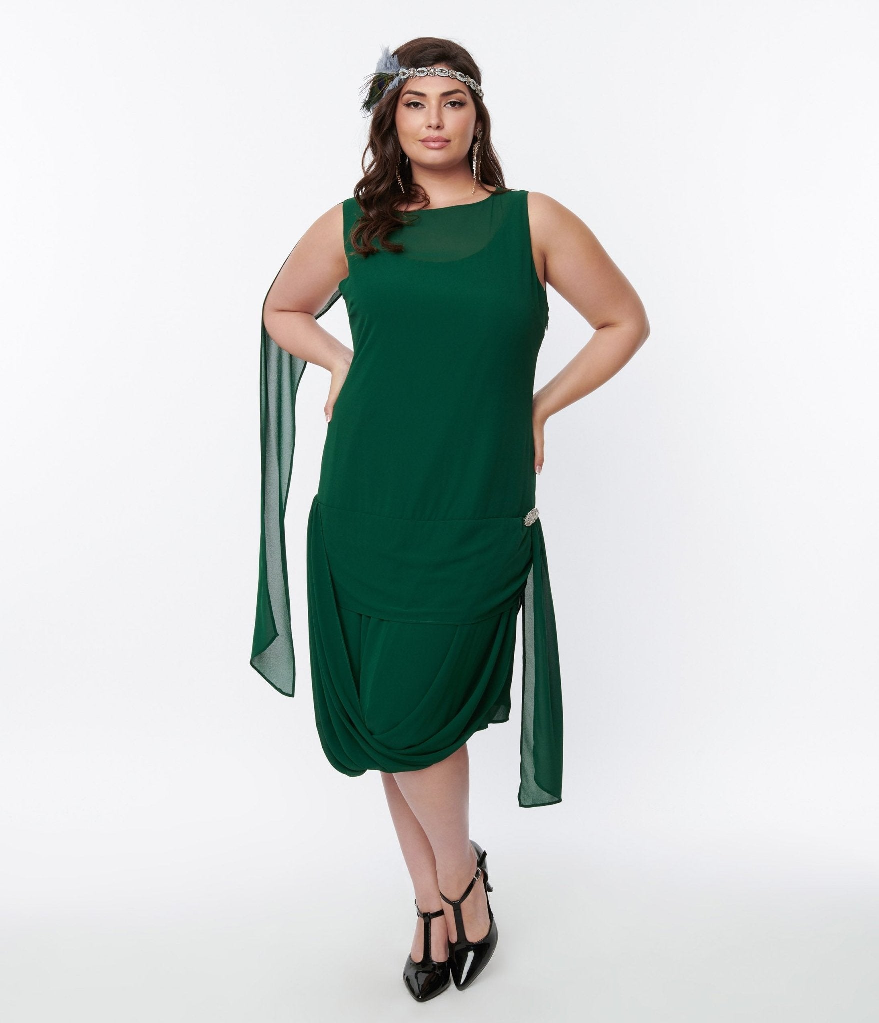 Vintage 1920s Emerald Green Flapper Dress - Roaring Twenties Gatsby Style Party Costume for Halloween, Themed Events & Retro Photoshoots