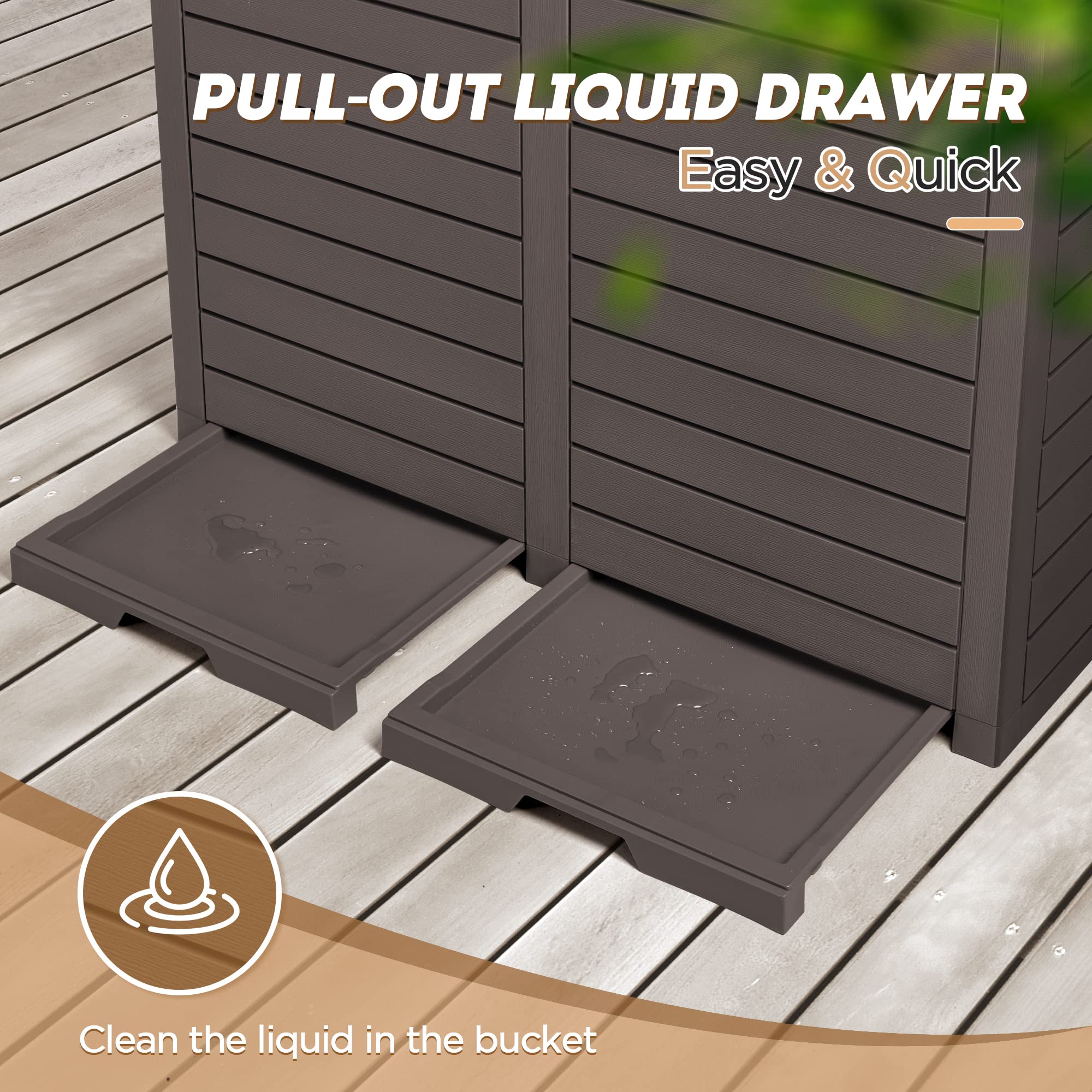 Devoko 78 Gallon Resin Outdoor Trash Can with Drip Tray & Armrest - Heavy Duty Double Waste Bin for Garage, Patio, Hideaway Kitchens - Perfect for Recycling, Yard Waste & Outdoor Gatherings