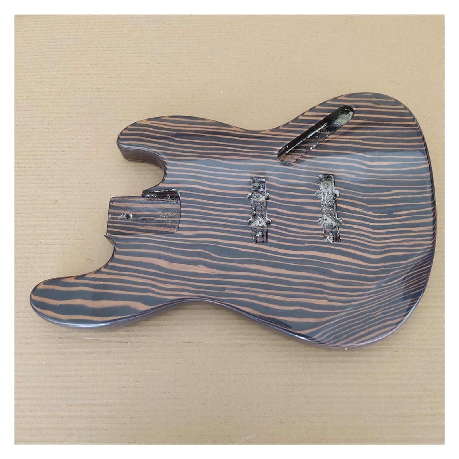 DIY Zebra Wood Bass Guitar Kit - Pre-Finished Gloss Body for Easy Assembly | Perfect for Beginners, Musicians & Custom Guitar Projects