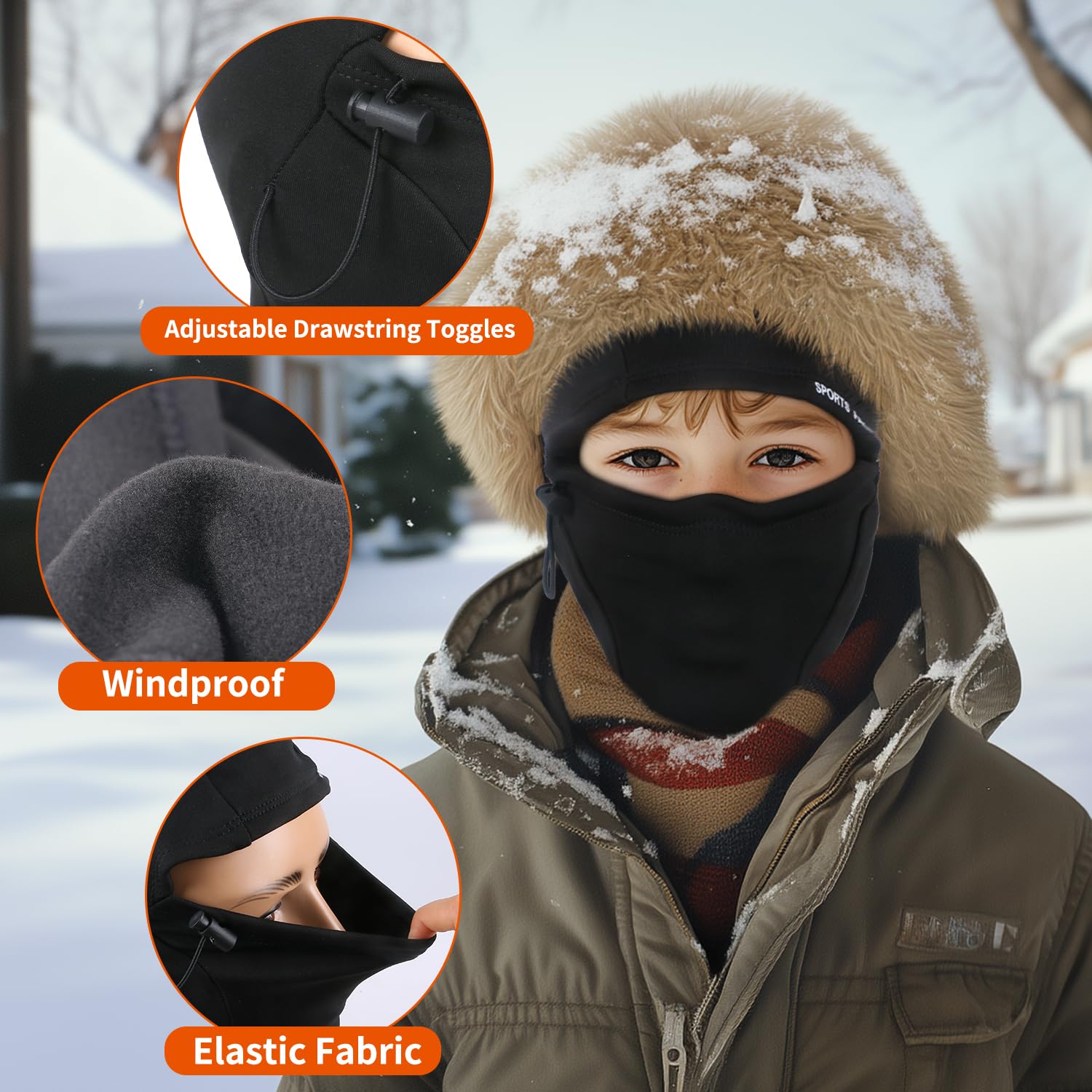 Labeol 2 Pack Kids Balaclava Ski Mask - Winter Windproof Face Cover for Boys & Girls with Adjustable Drawstring - Perfect for Skiing, Snowboarding & Outdoor Winter Activities