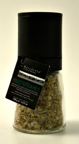 Premium Mediterranean Sea Salt & Herb Grinder - Il Boschetto Handcrafted Spice Mill for Cooking, Seasoning & Gourmet Dishes - Perfect for Kitchen, BBQ & Italian Cuisine