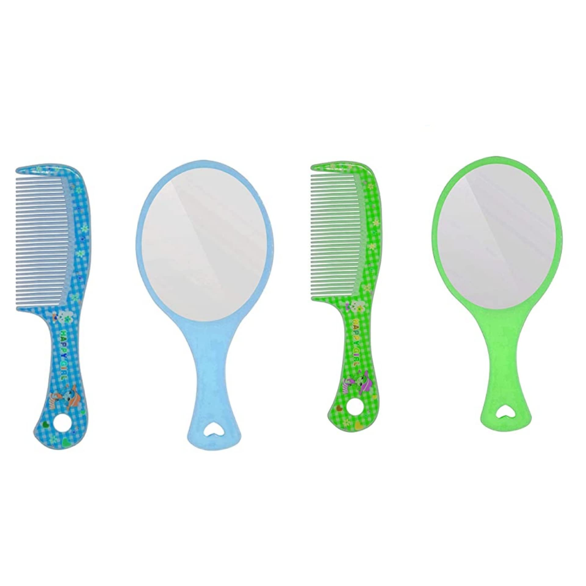 Feelhigh Hand Mirror with Comb Set - Portable Travel Vanity Mirror for Women & Girls, Perfect Gift for Birthday, Christmas (Green Blue) - Ideal for Home, Travel & Makeup Touch-ups