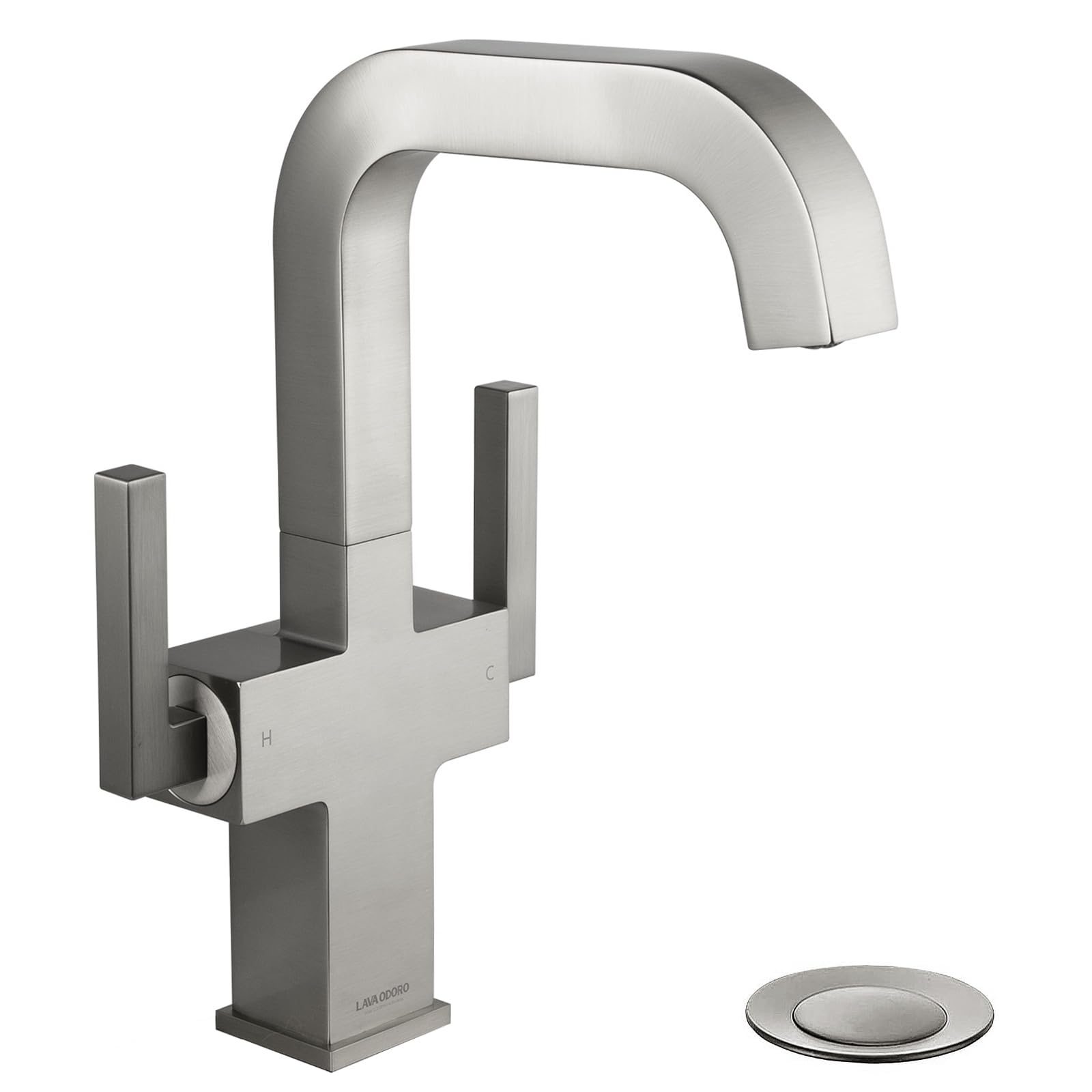 Modern Brushed Nickel Bathroom Faucet - High Arc Swivel Design for Vanity Sinks