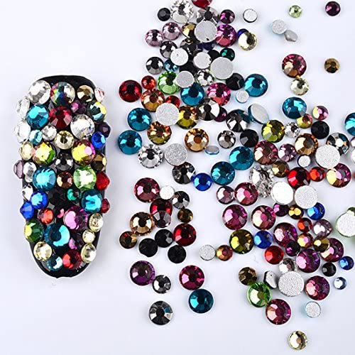 STORE99® 1 Pack Mix SS3-SS16 Crystal Clear AB Opal White Non Hotfix Flatback Nail Rhinestones - 3D Charm Strass Gems for Nail Art, DIY Jewelry & Craft Decorations | Perfect for Manicures, Bridal Nails & Costume Accessories