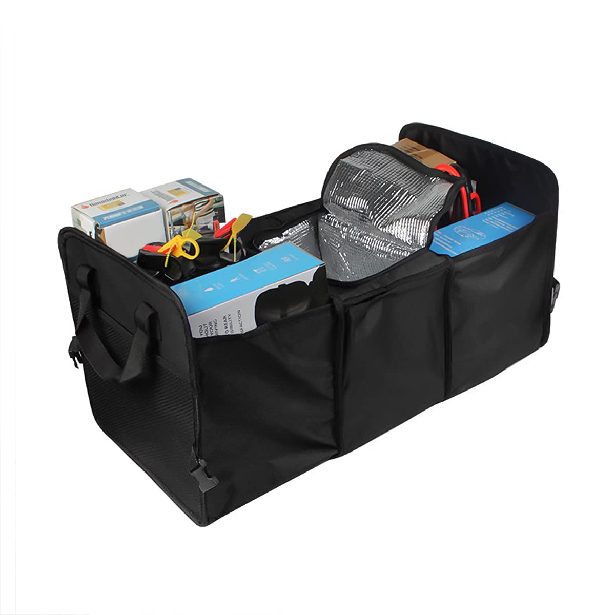 Large Capacity Insulated Trunk Organizer with Cooler - Foldable Car Storage for SUVs, Trucks & Vehicles | Automotive Interior Organizer (Black) | Perfect for Road Trips, Grocery Shopping & Camping Gear