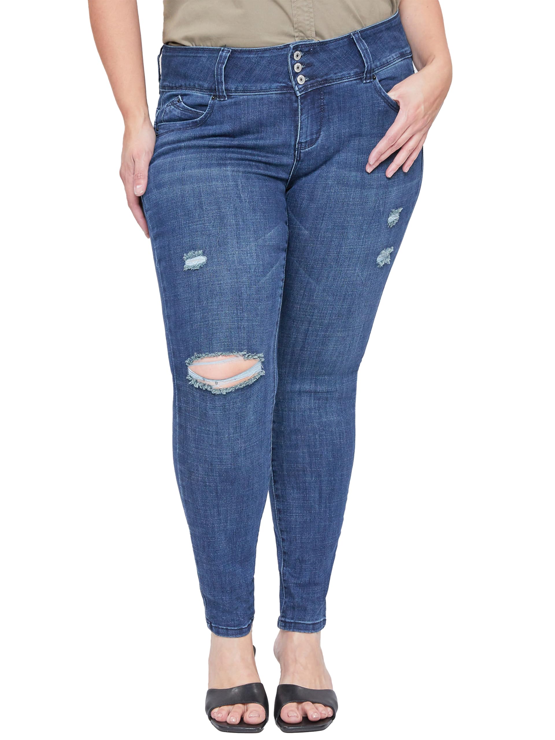 Royalty For Me Women's Plus Size Sustainable Mid Rise Jeans - Comfortable Stretch Denim Pants for Curvy Women | Perfect for Casual Wear, Office & Everyday Outfits