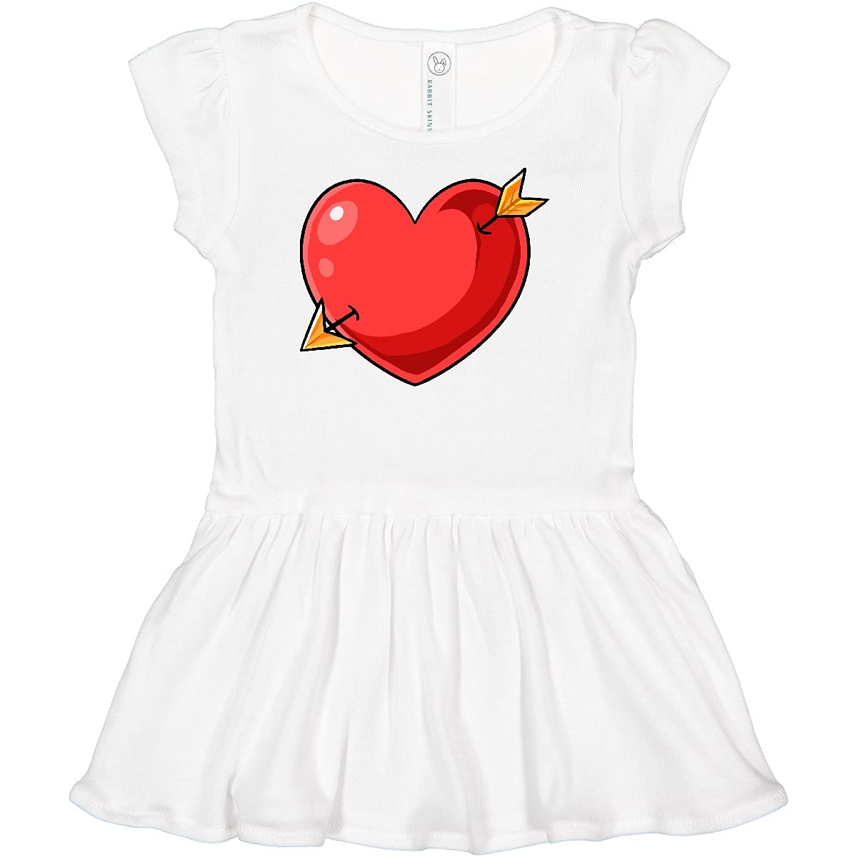 Inktastic Red Heart with Arrow Infant Dress - Cute Baby Girl Outfit for Valentine's Day, Birthday & Family Photos | Soft Cotton Comfort Wear