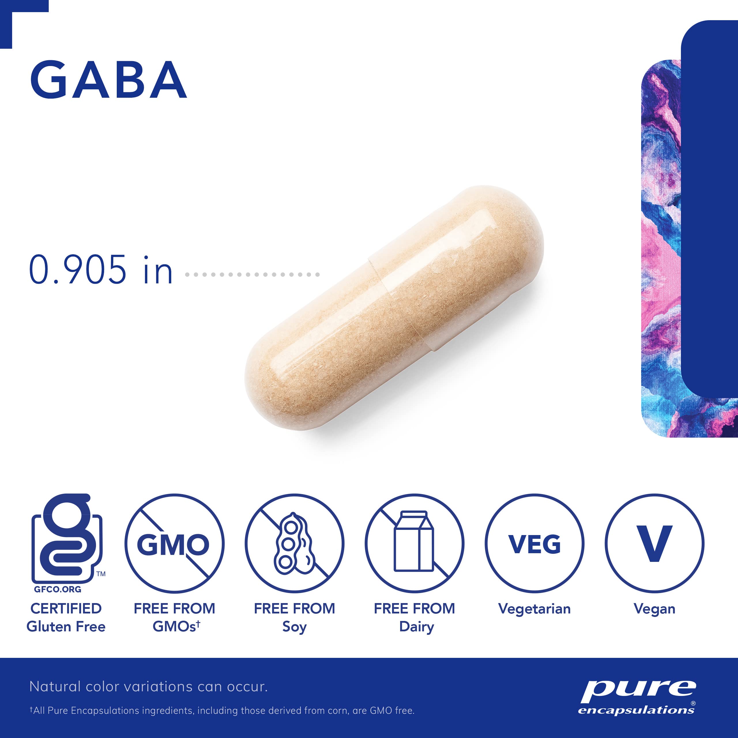 Pure Encapsulations GABA Supplement - Premium GABA Amino Acid Capsules for Relaxation & Stress Relief - 60 Count - Supports Calm Mood & Better Sleep for Work & Daily Life