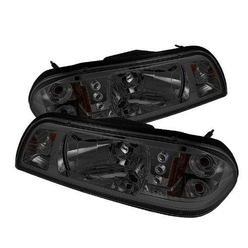 Ford Mustang 87-93 Crystal Style Headlights - Chrome/Smoked Lens Replacement for Improved Visibility & Style | Perfect for Night Driving & Car Shows