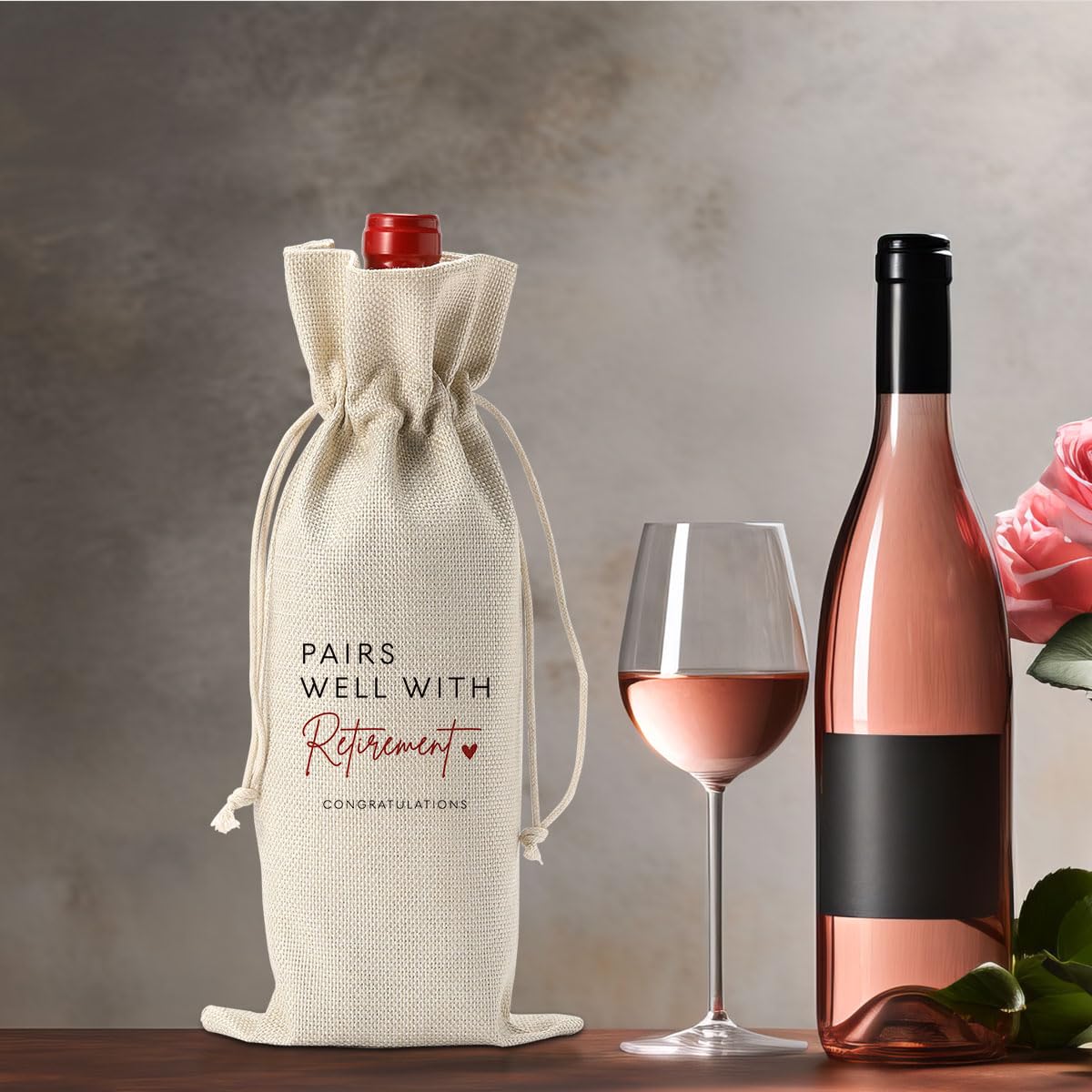XFW 1Pcs Elegant Retirement Wine Gift Bag - Perfect Retirement Gift for Women & Men, Coworkers Farewell Present, Boss Going Away Gift - Ideal for Retirement Parties, Office Celebrations & Special Occasions