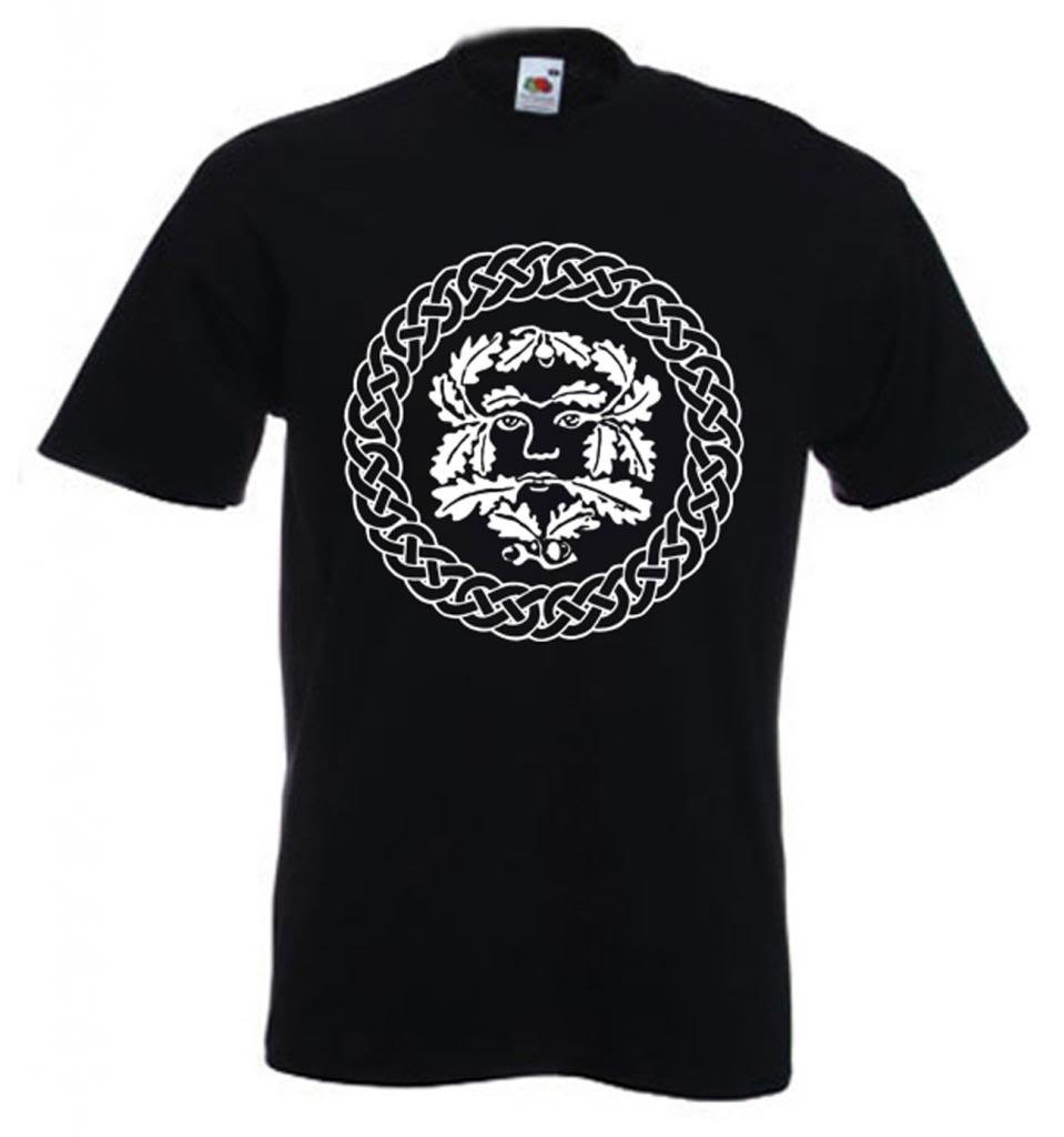Men's Celtic Pagan Green Man Tribal T-Shirt - Vintage Norse Mythology Graphic Tee for Festivals, Renaissance Fairs & Pagan Events
