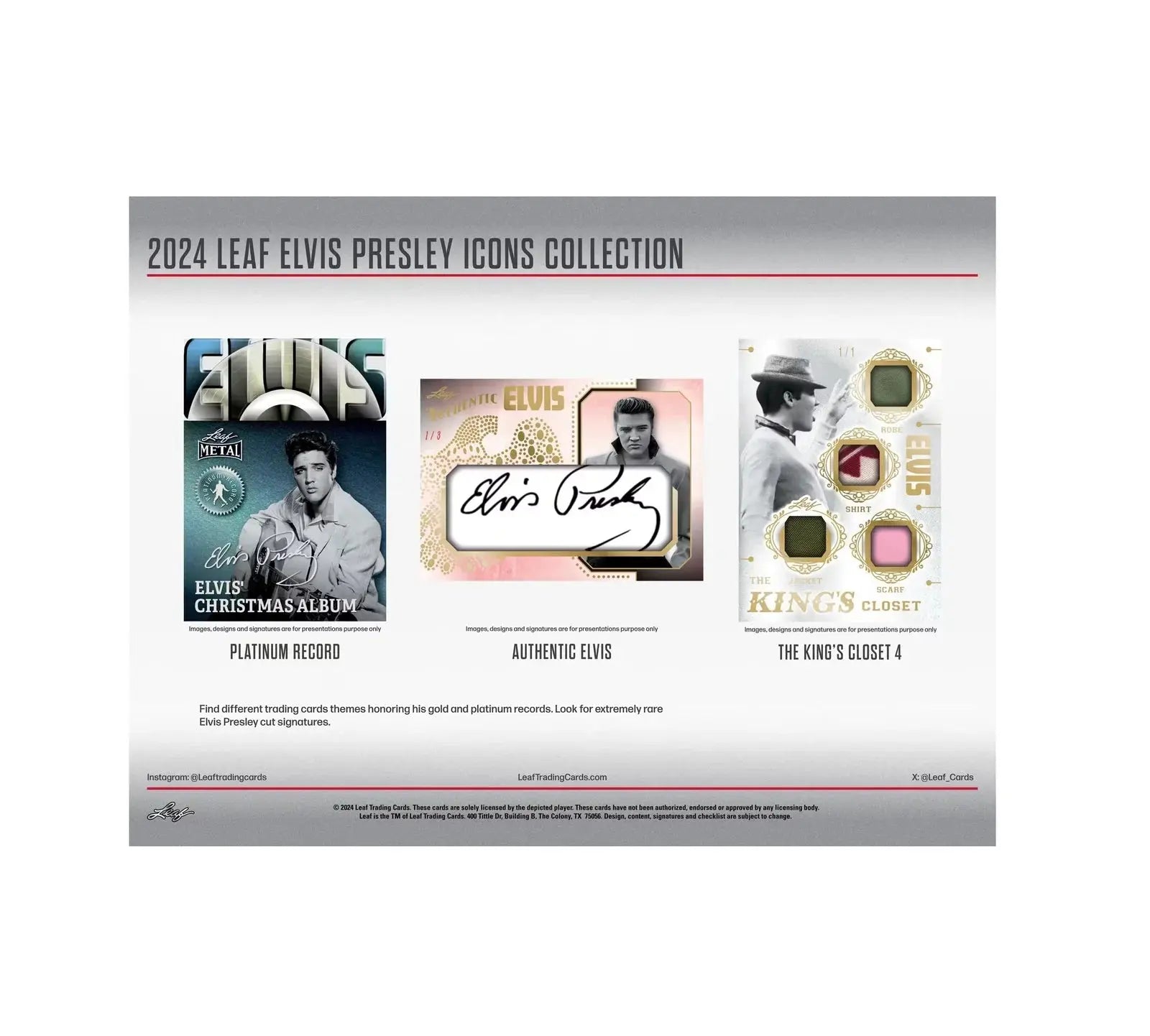 2024 Leaf Elvis Presley Icons Collection Hobby Box - Limited Edition Trading Cards for Collectors & Fans - Perfect for Display, Gifts, and Memorabilia Collections