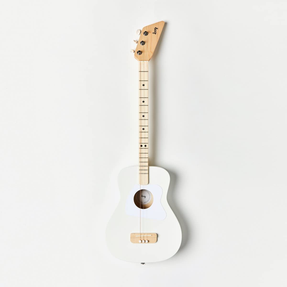 Loog Pro Acoustic Kids Guitar - 3-String Beginner Guitar for Ages 6+ with Free Learning App & Video Lessons - White - Perfect for Home Practice, School Music Classes & Birthday Gifts