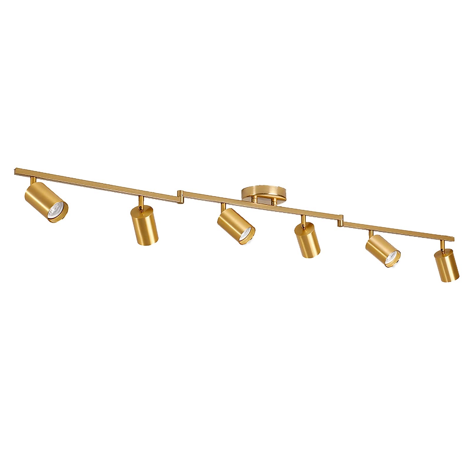 Track Lighting Kit for Ceiling LED Spotlights, 6-Pack Adjustable GU10 5W Recessed Lights with Warm Gold Finish - Perfect for Living Room, Wardrobe, Office & Commercial Spaces