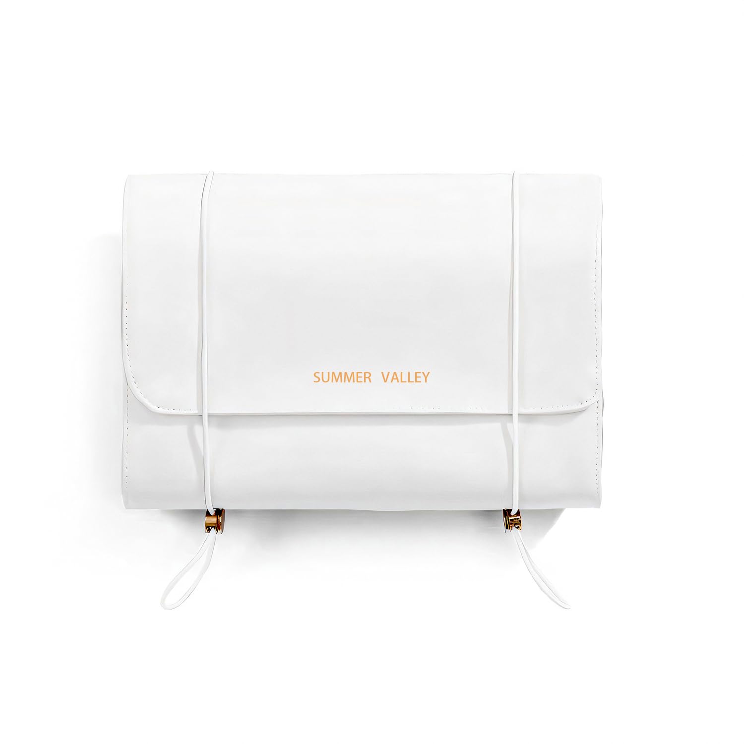 Large Capacity Leather Travel Makeup Bag - Waterproof Cosmetic Organizer & Toiletry Case for Women | Perfect for Air Travel, Vacation Essentials & Daily Use (White)