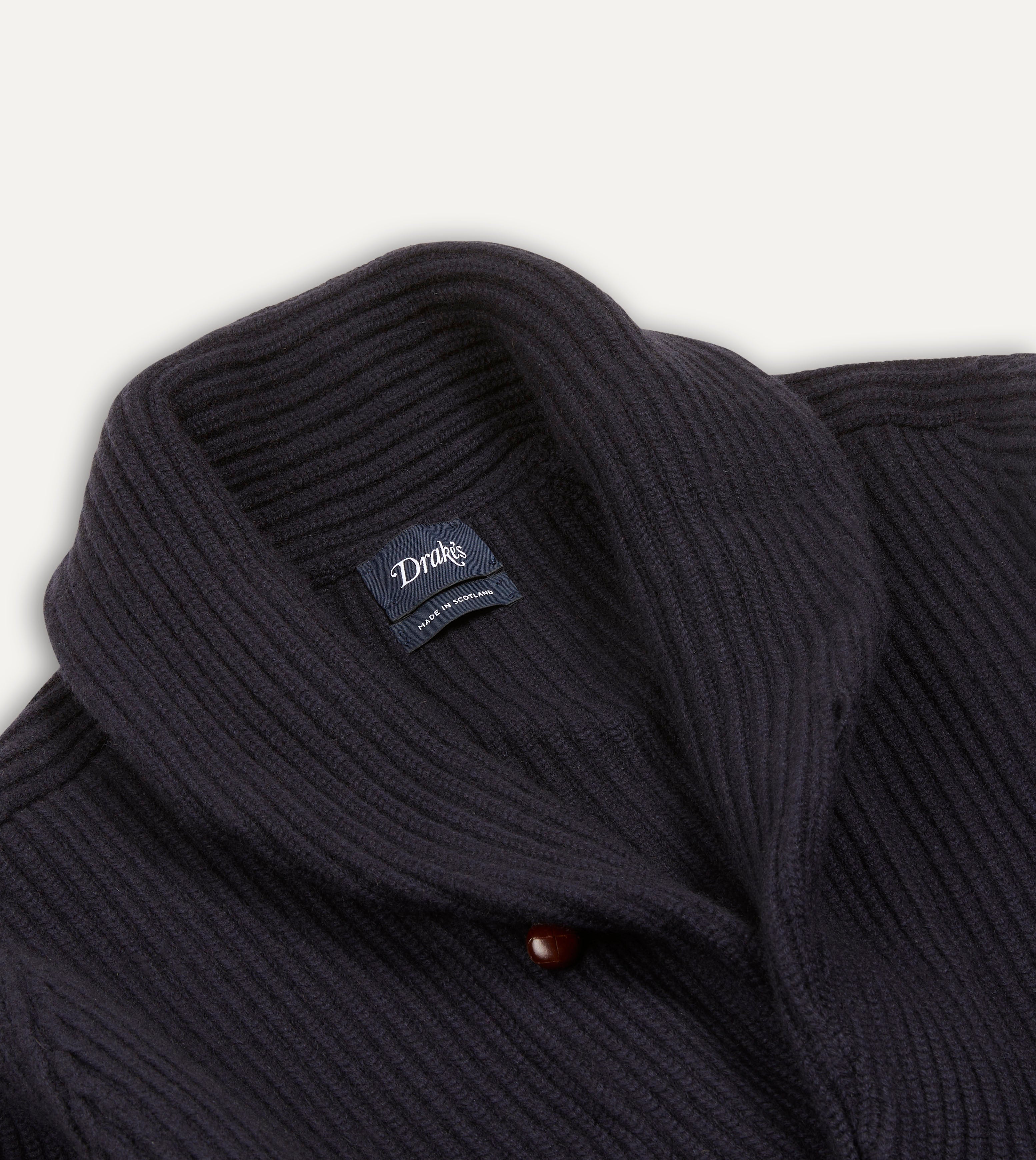Luxury Navy Blue Cashmere Shawl Collar Cardigan for Women - Soft & Warm Winter Sweater - Perfect for Office, Date Night & Holiday Outfits